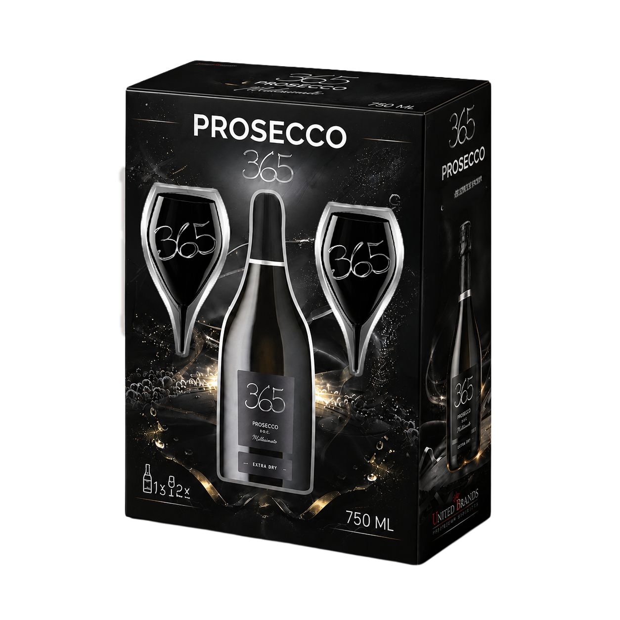 Nápoje - 365 PROSECCO 0,75 L + 2 SKLENIČKY GIFT BOX