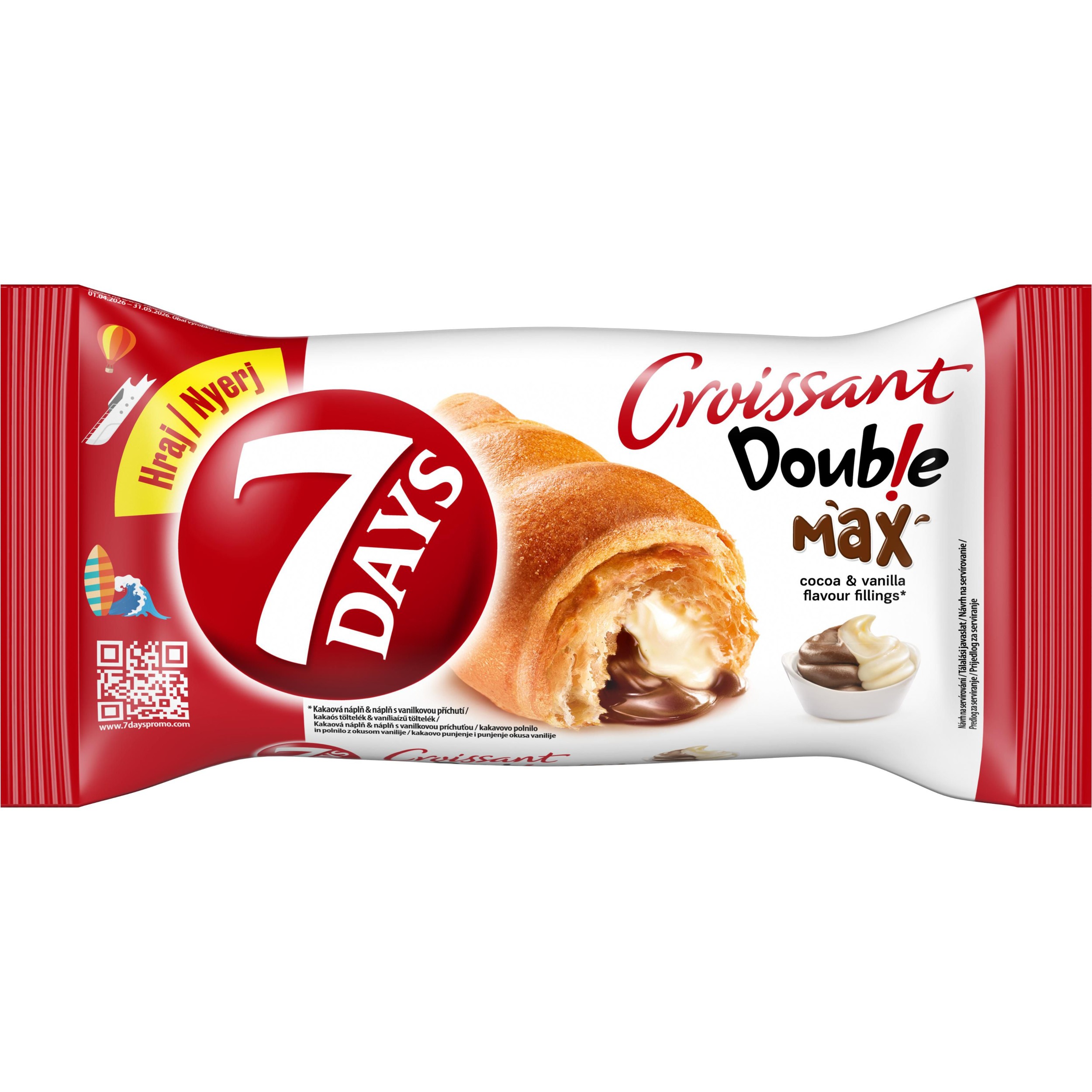 Pekárna a cukrárna - 7 Days Croissant Double s náplní s kakaem a s náplní s vanilkovou příchutí 80g