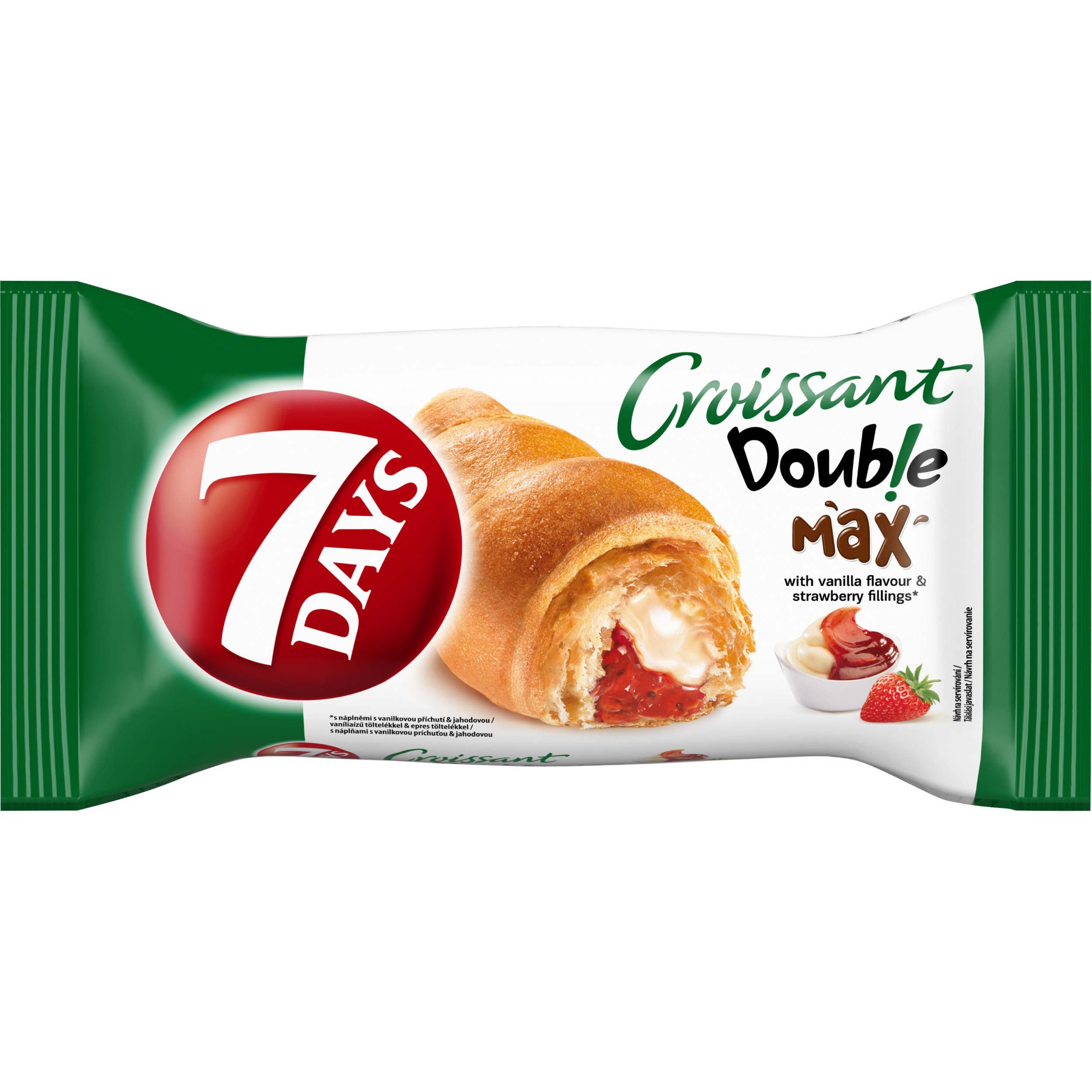 Pekárna a cukrárna - 7 Days Croissant Double s náplní s vanilkovou příchutí a jahodovou náplní 80g