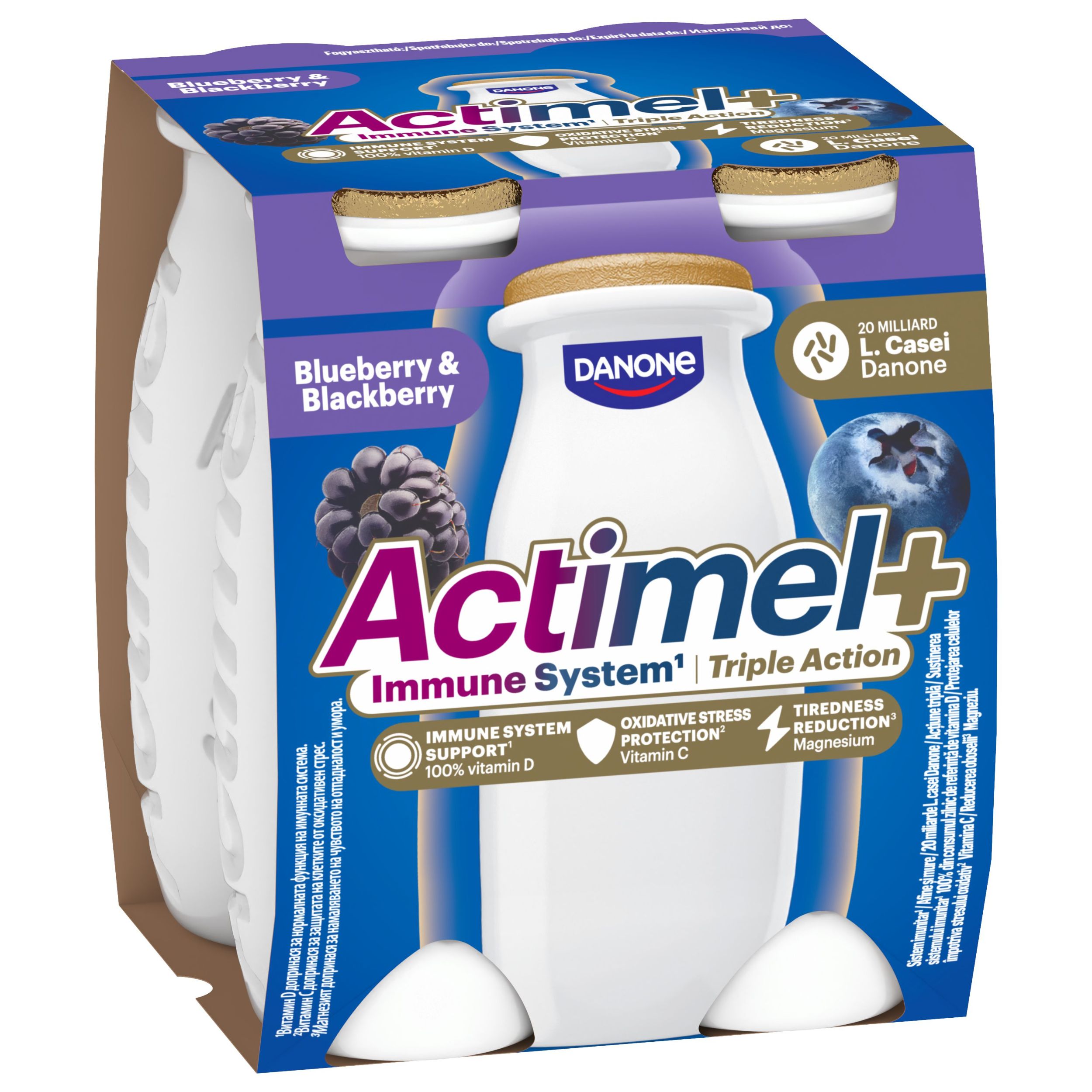Mléčné a chlazené - Actimel Triple Action Borůvka - Ostružina 4x100g