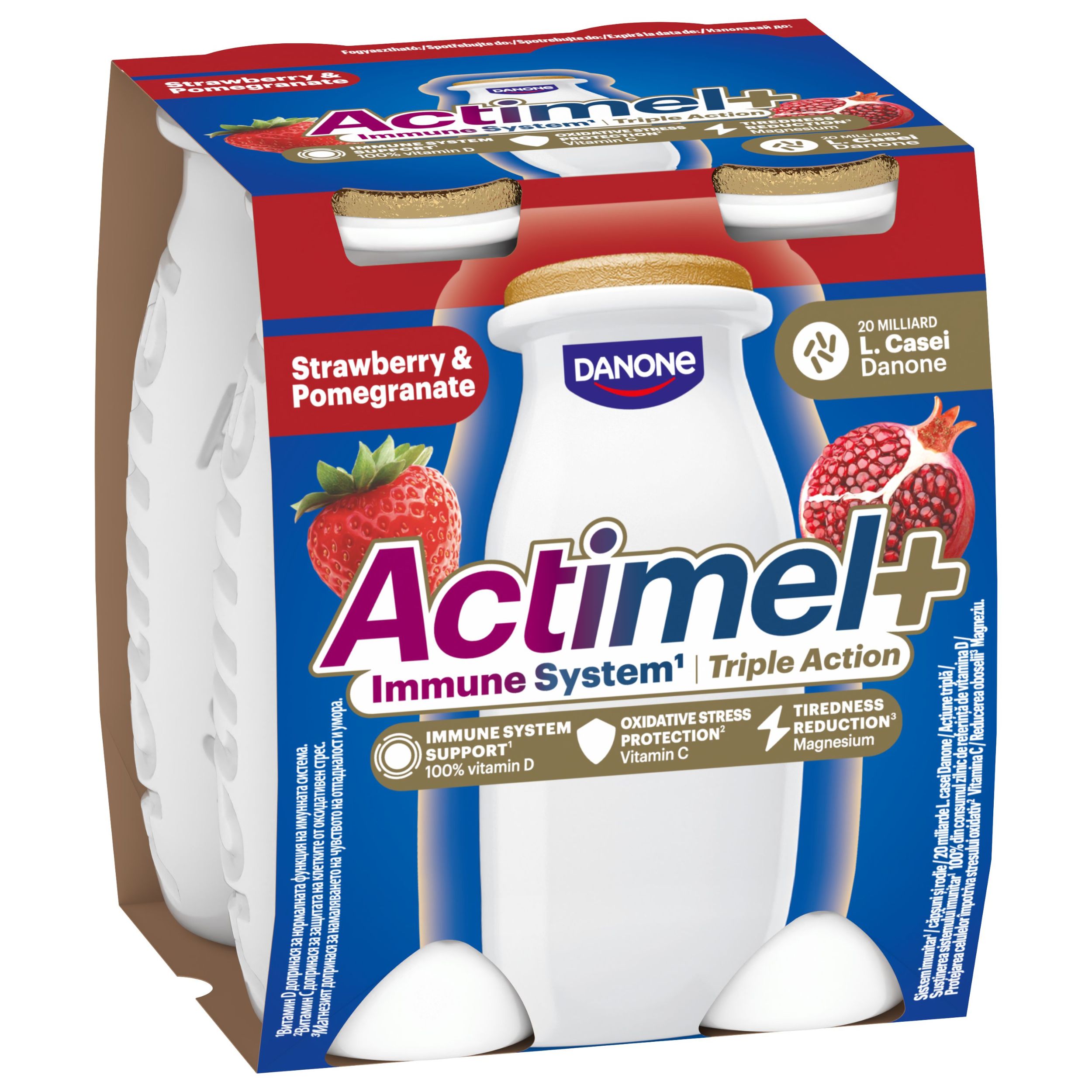 Mléčné a chlazené - Actimel Triple Action Jahoda - Granátové jablko 4x100g