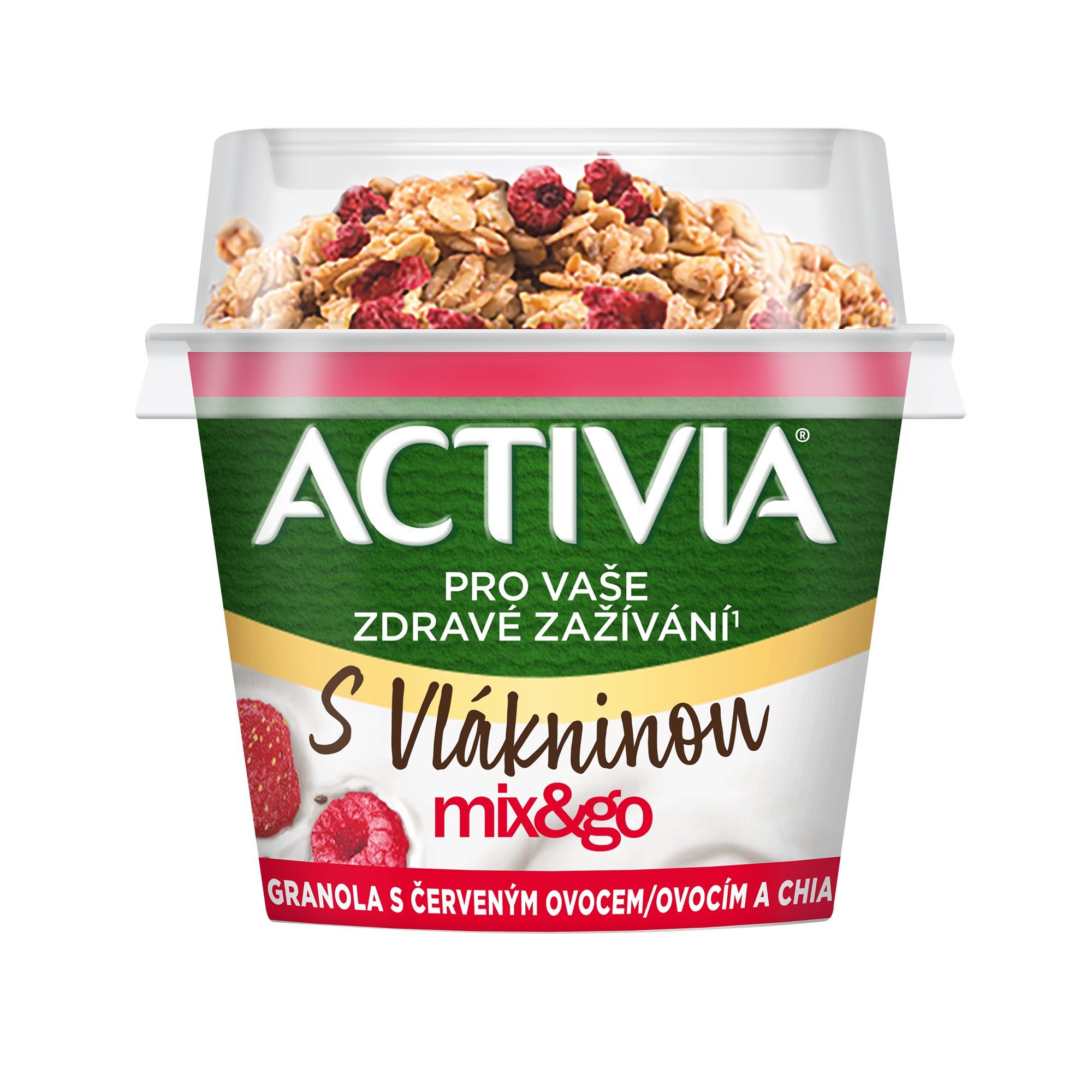 Mléčné a chlazené - Activia Mix&Go Granola s červeným ovocem a chia 165g