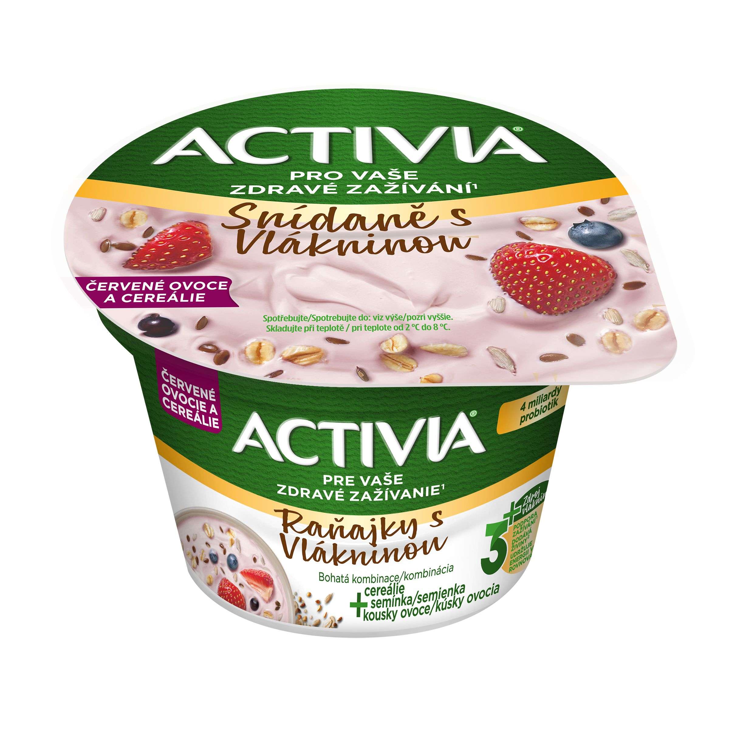 Mléčné a chlazené - Activia Snídaně s vlákninou Červené ovoce 170g