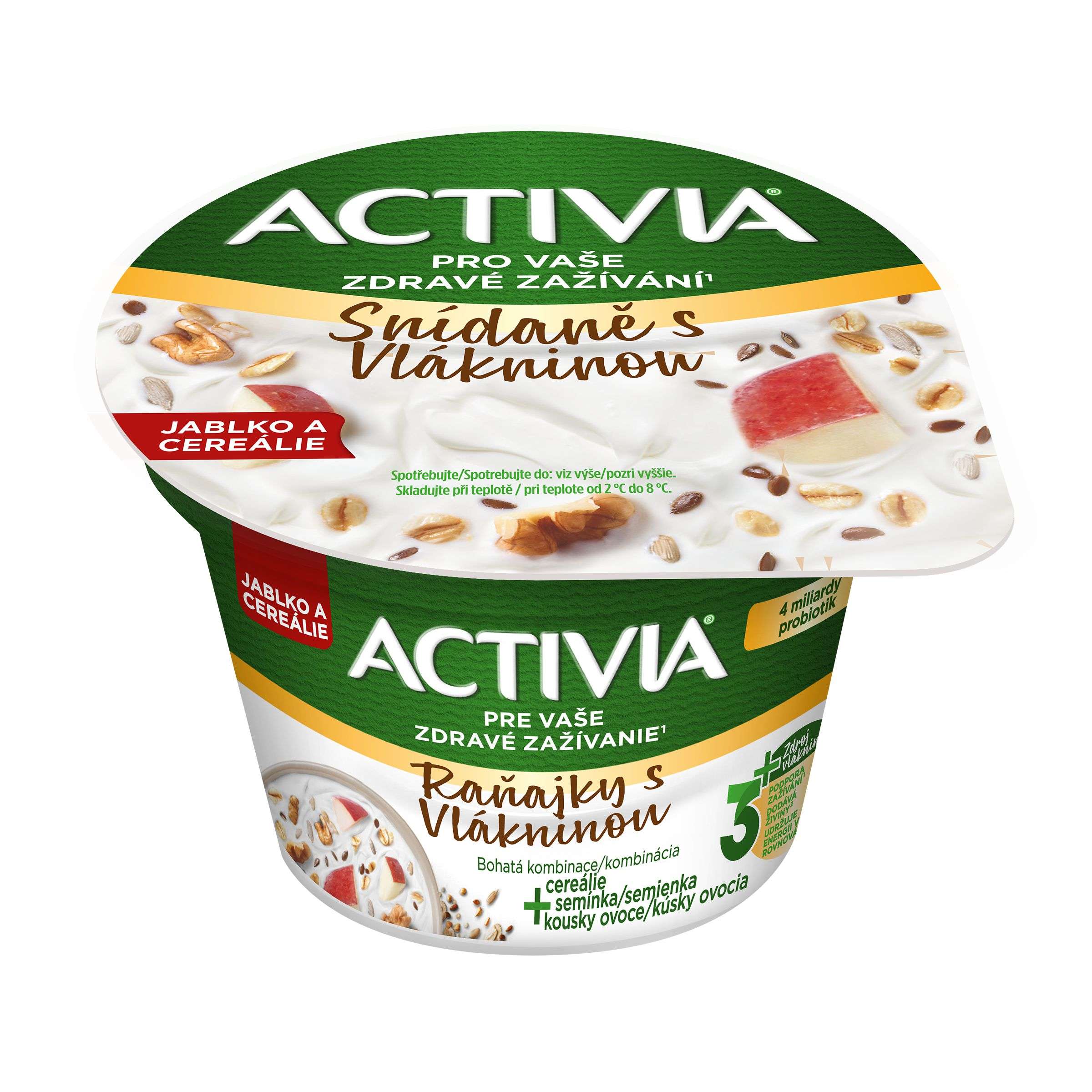 Mléčné a chlazené - Activia Snídaně s vlákninou Jablko 170g
