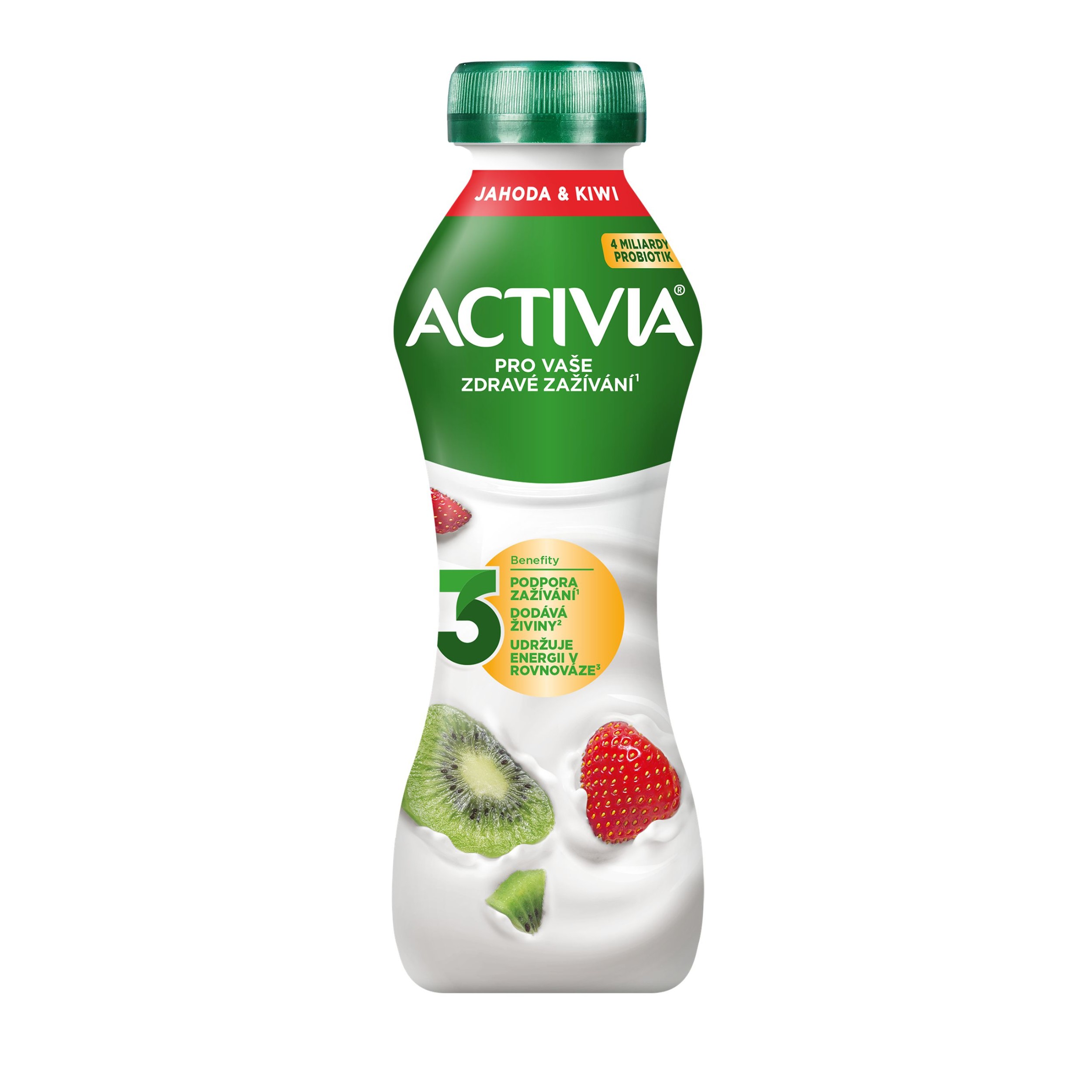 Mléčné a chlazené - Activia Zakysaný nápoj s bifidokulturou jahoda a kiwi 280 g