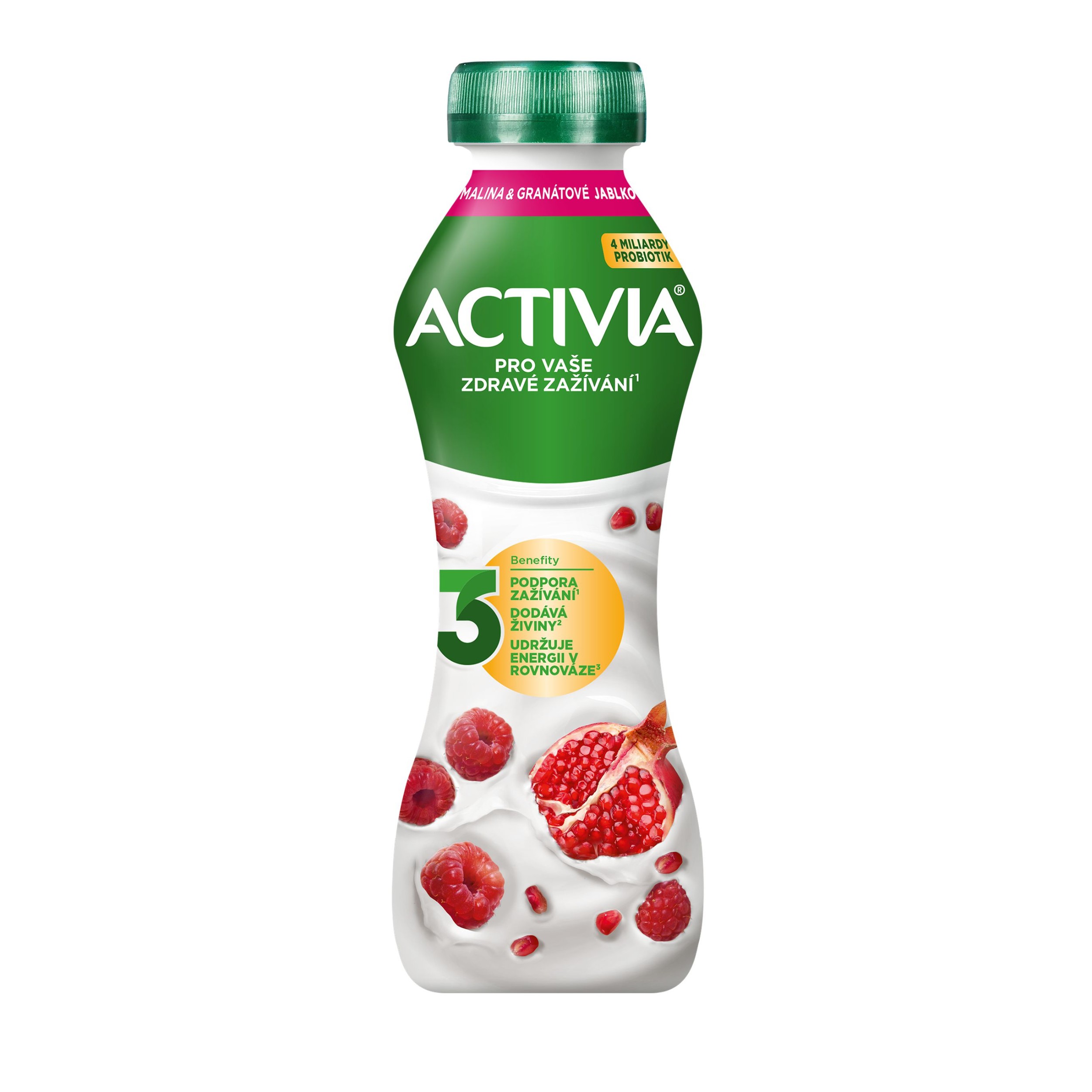 Mléčné a chlazené - Activia Zakysaný nápoj s bifidokulturou malina a granátové jablko 280 g