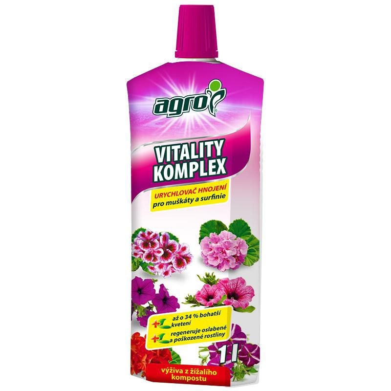 Domácnost a Zahrada - Agro Vitality komplex urychlovač hnojení pro muškáty a surfinie 1 l