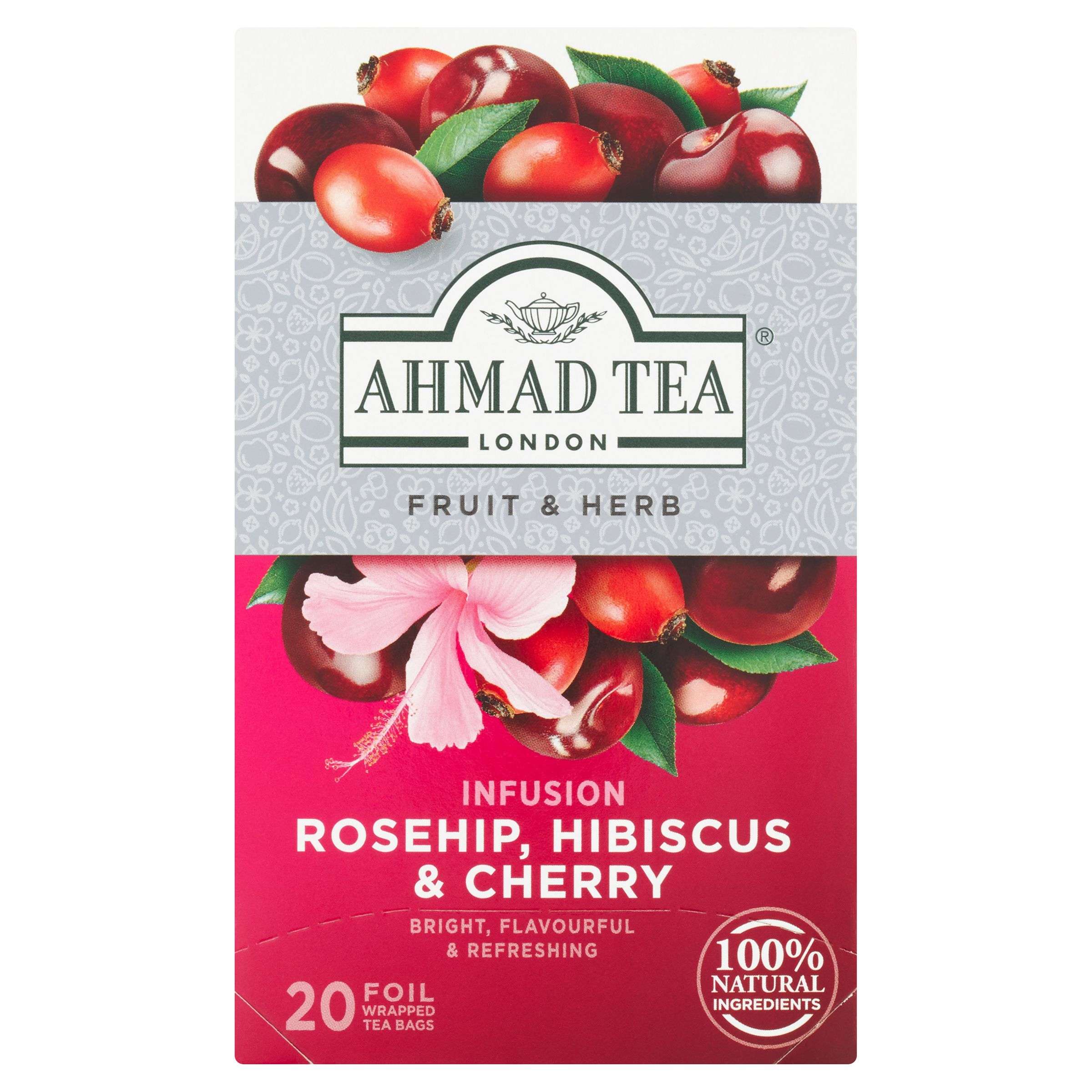 Nápoje - Ahmad Tea Ovocný čaj aromatizovaný s příchutí šípku a třešně 20x2 g