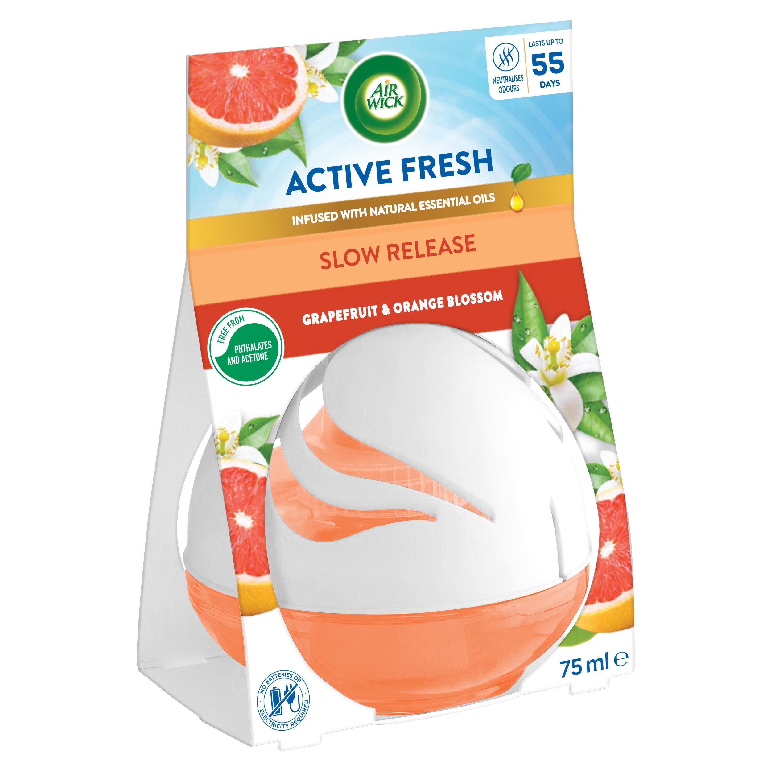 Domácnost a Zahrada - Air Wick Active Fresh Decosphere grapefruit a pomerančový květ osvěžovač vzduchu 75ml