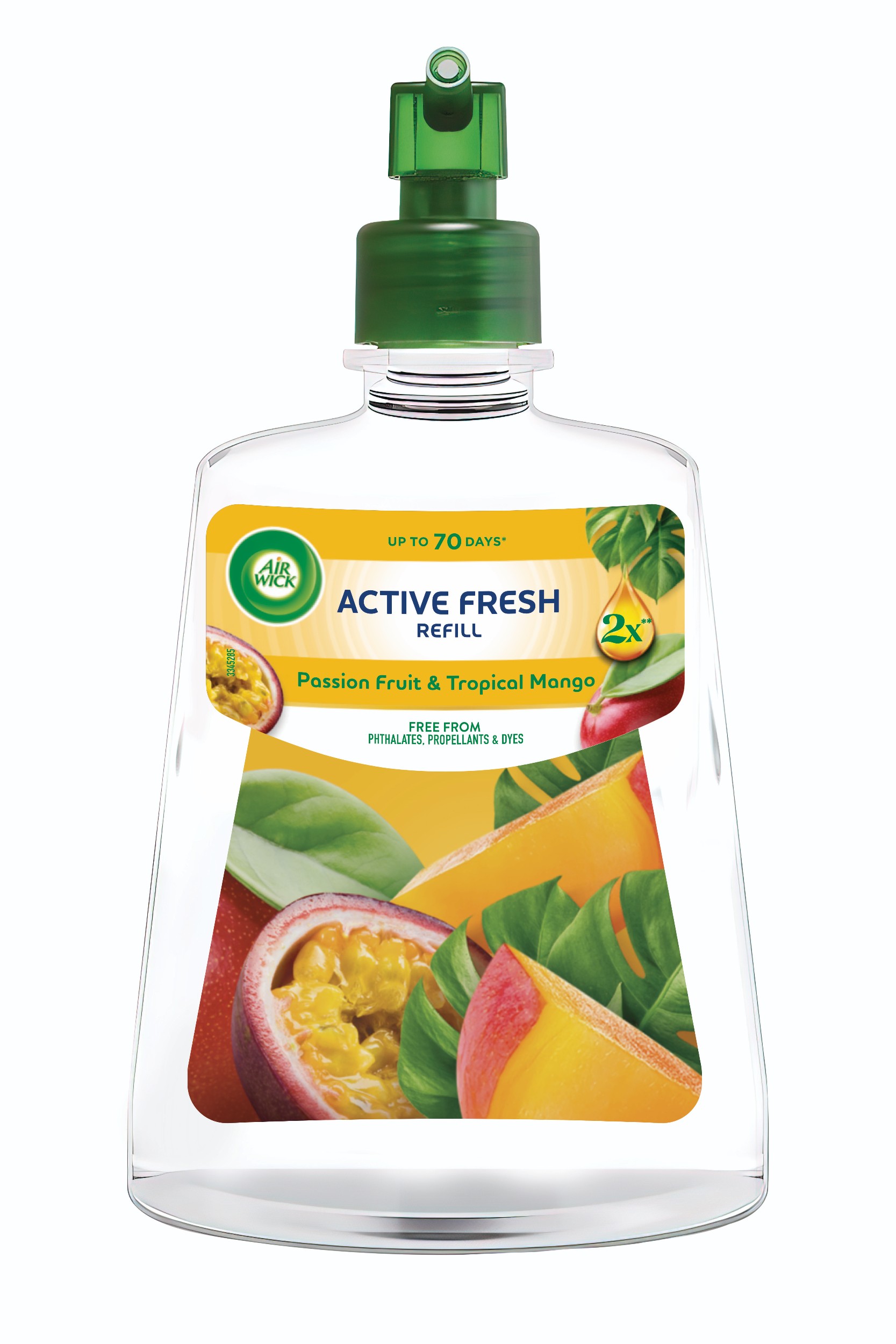 Drogerie a kosmetika - Air Wick Active Fresh náplň na vodní bázi do automatického difuzéru – Maracuja a tropické mango 228ml
