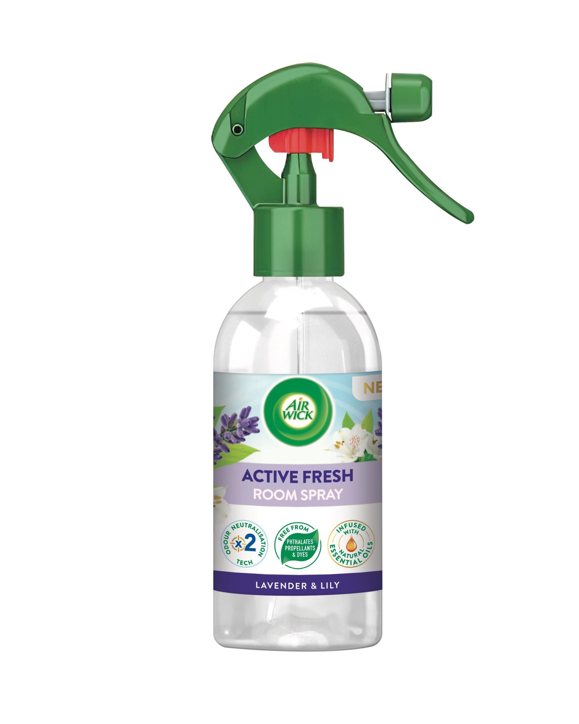 Domácnost a Zahrada - Air Wick Active Fresh osvěžovač vzduchu ve spreji Levandule a lilie 237 ml