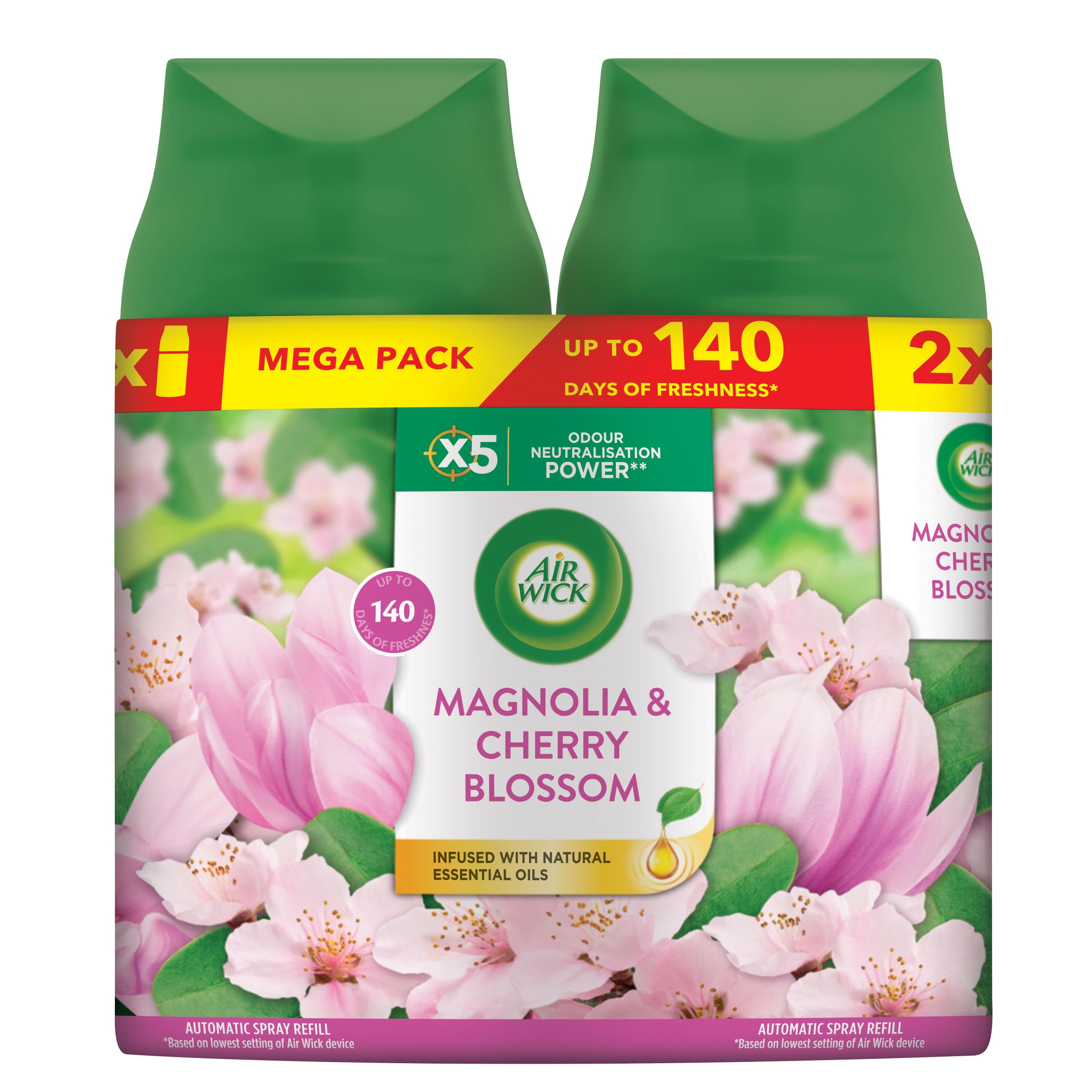 Drogerie a kosmetika - Air Wick Freshmatic náplň do osvěžovače vzduchu - Magnolie a květy třešní DUO 2x250 ml