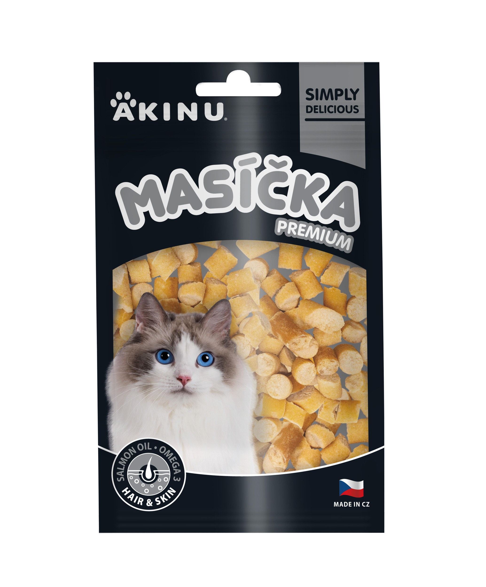 Svět zvířat - Akinu MASÍČKA PREMIUM Hair & Skin pamlsek pro kočky 50 g