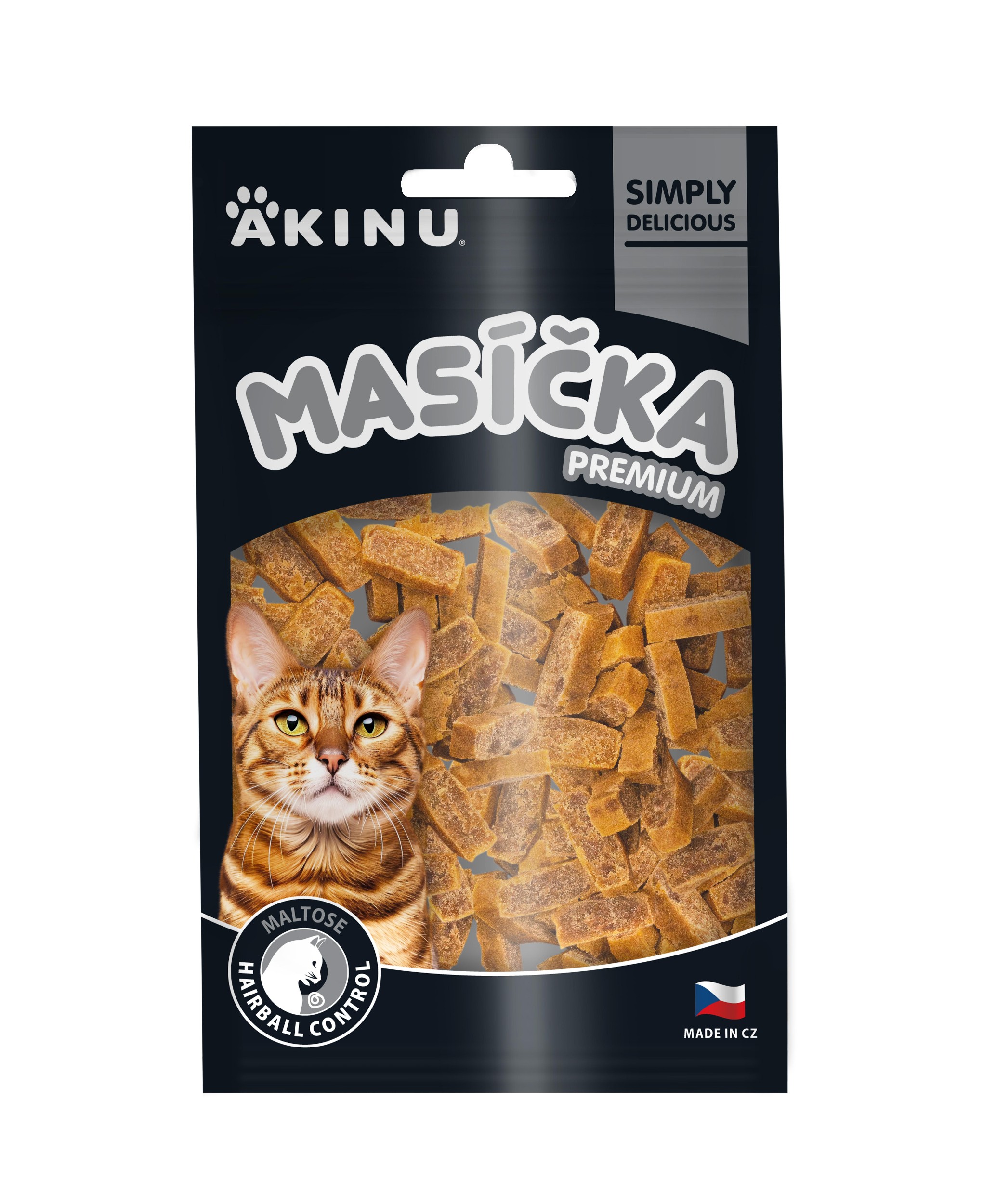 Svět zvířat - Akinu MASÍČKA PREMIUM Hairball Control pamlsek pro kočky 50 g