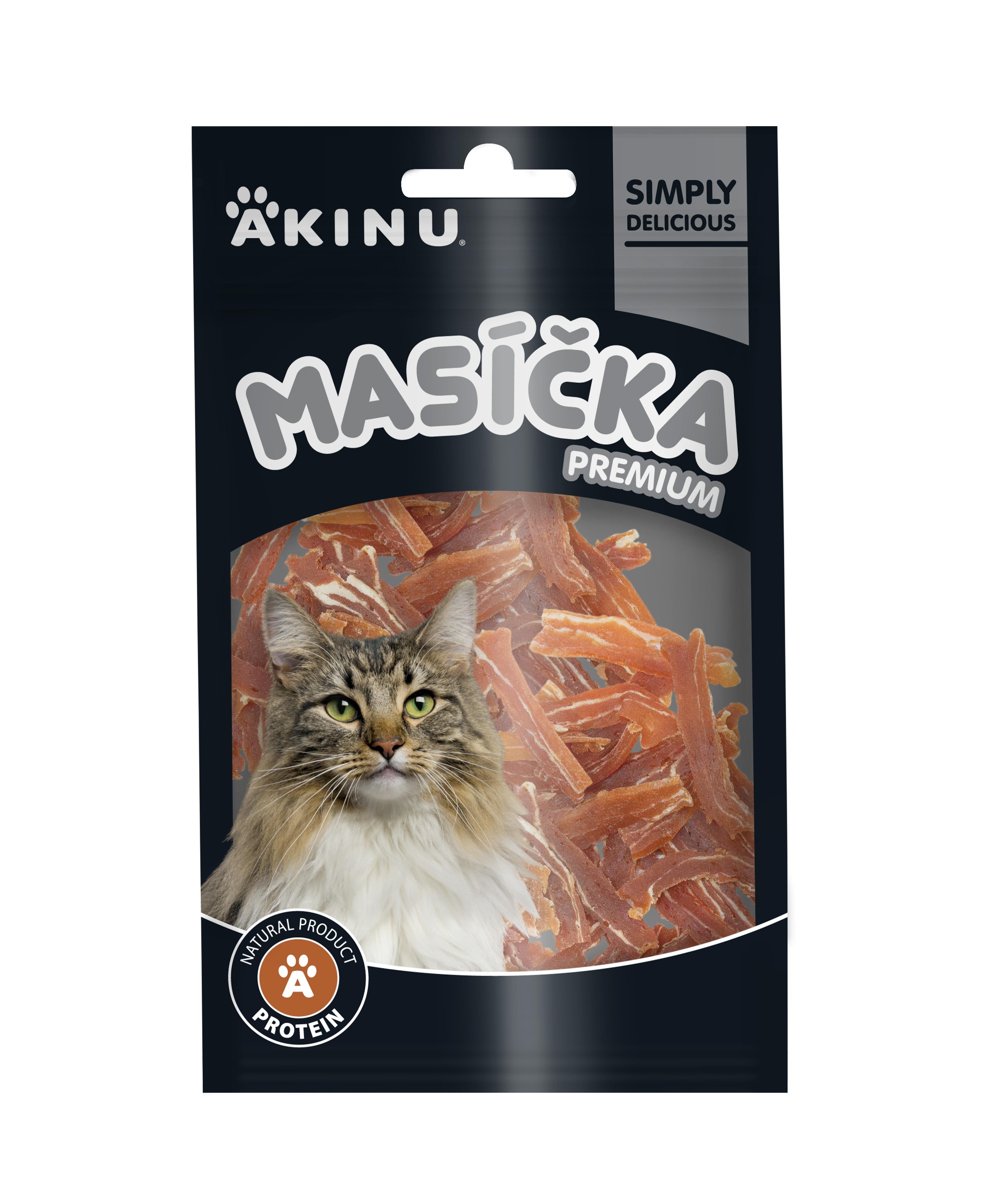 Svět zvířat - Akinu MASÍČKA PREMIUM Kachní plátky pro kočky mramorované 50 g