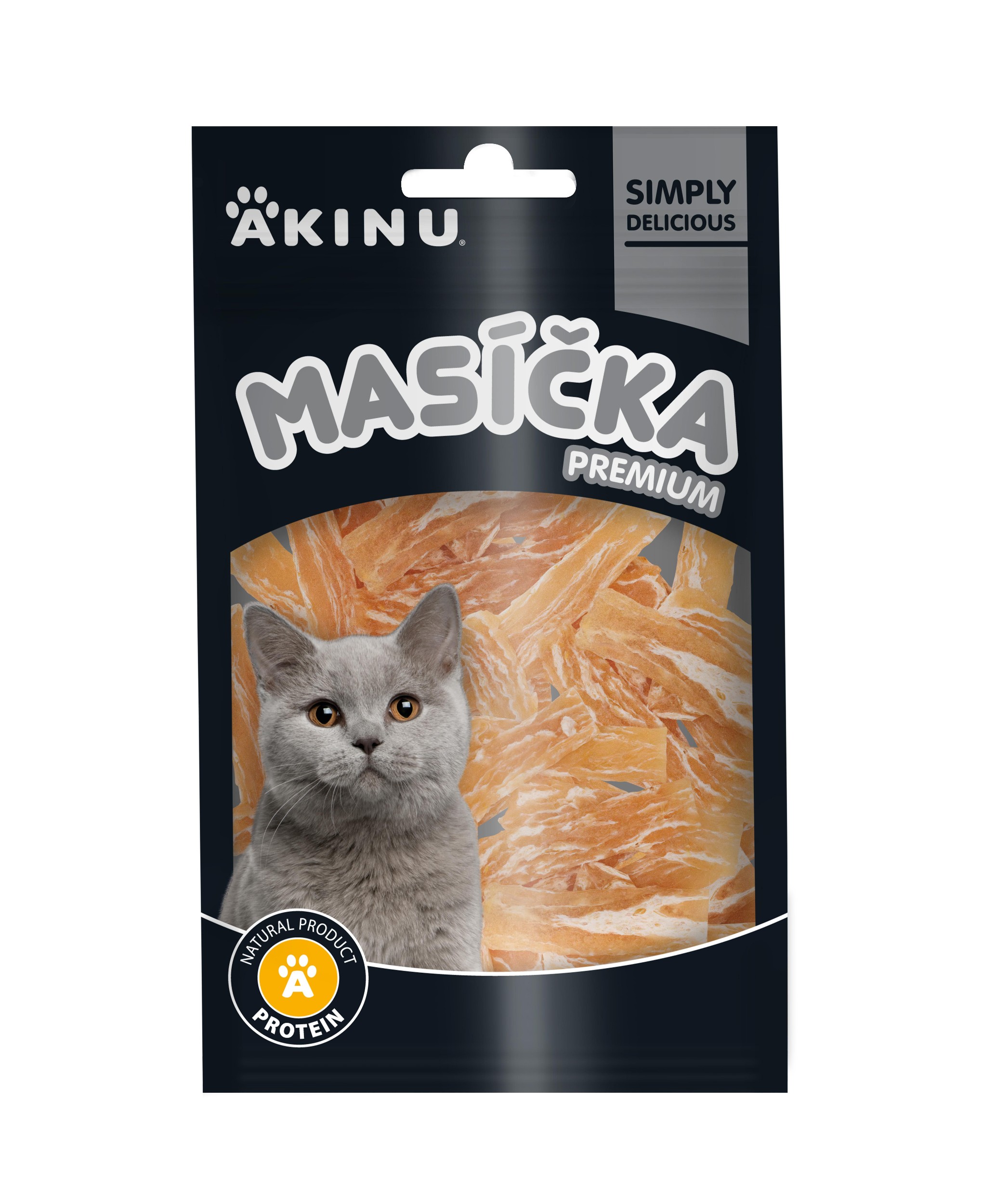 Svět zvířat - Akinu MASÍČKA PREMIUM Kuřecí plátky pro kočky mramorované 50 g