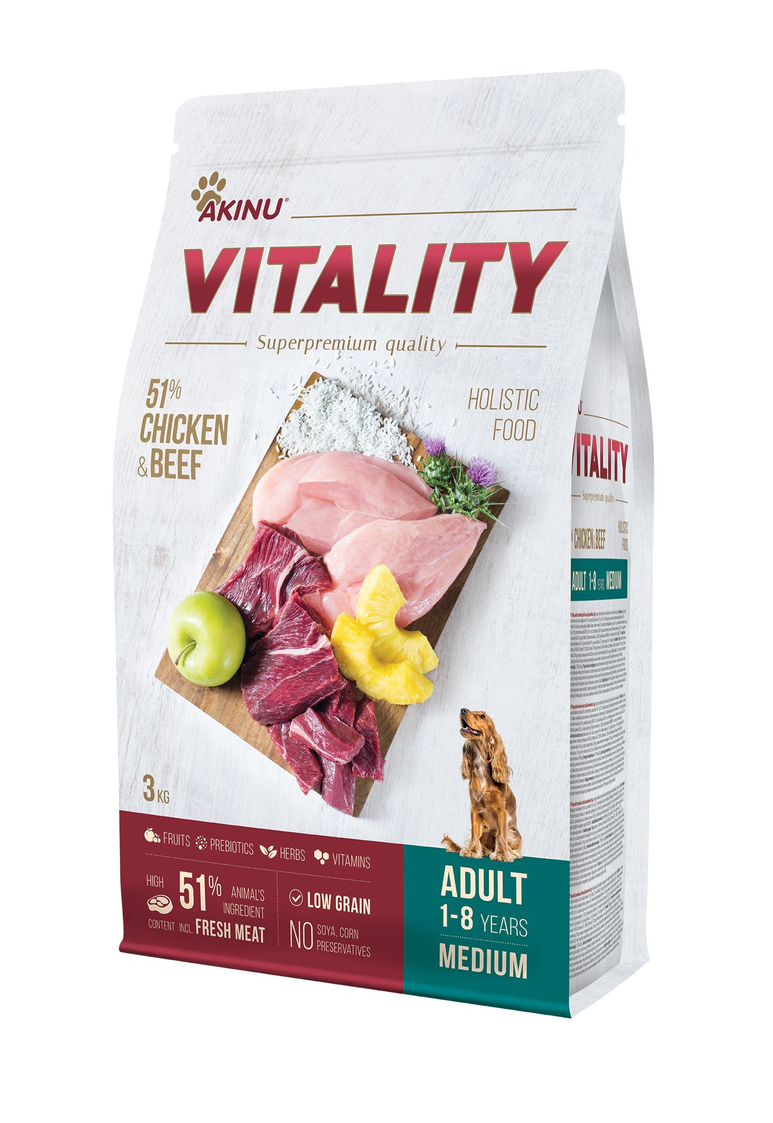 Svět zvířat - Akinu Vitality Dog adult medium chicken & beef 3 kg