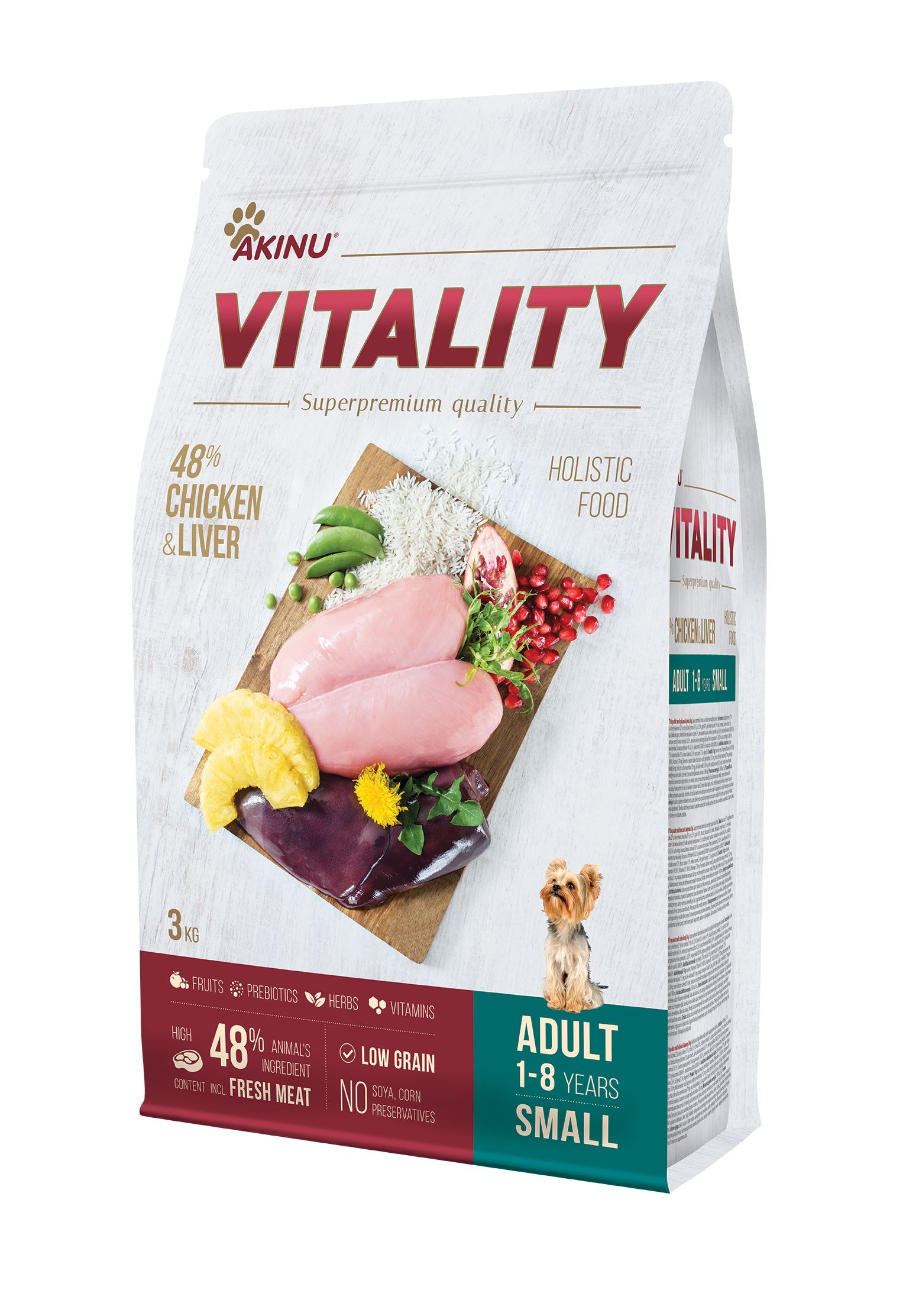 Svět zvířat - Akinu VITALITY Dog adult small chicken & liver 3kg