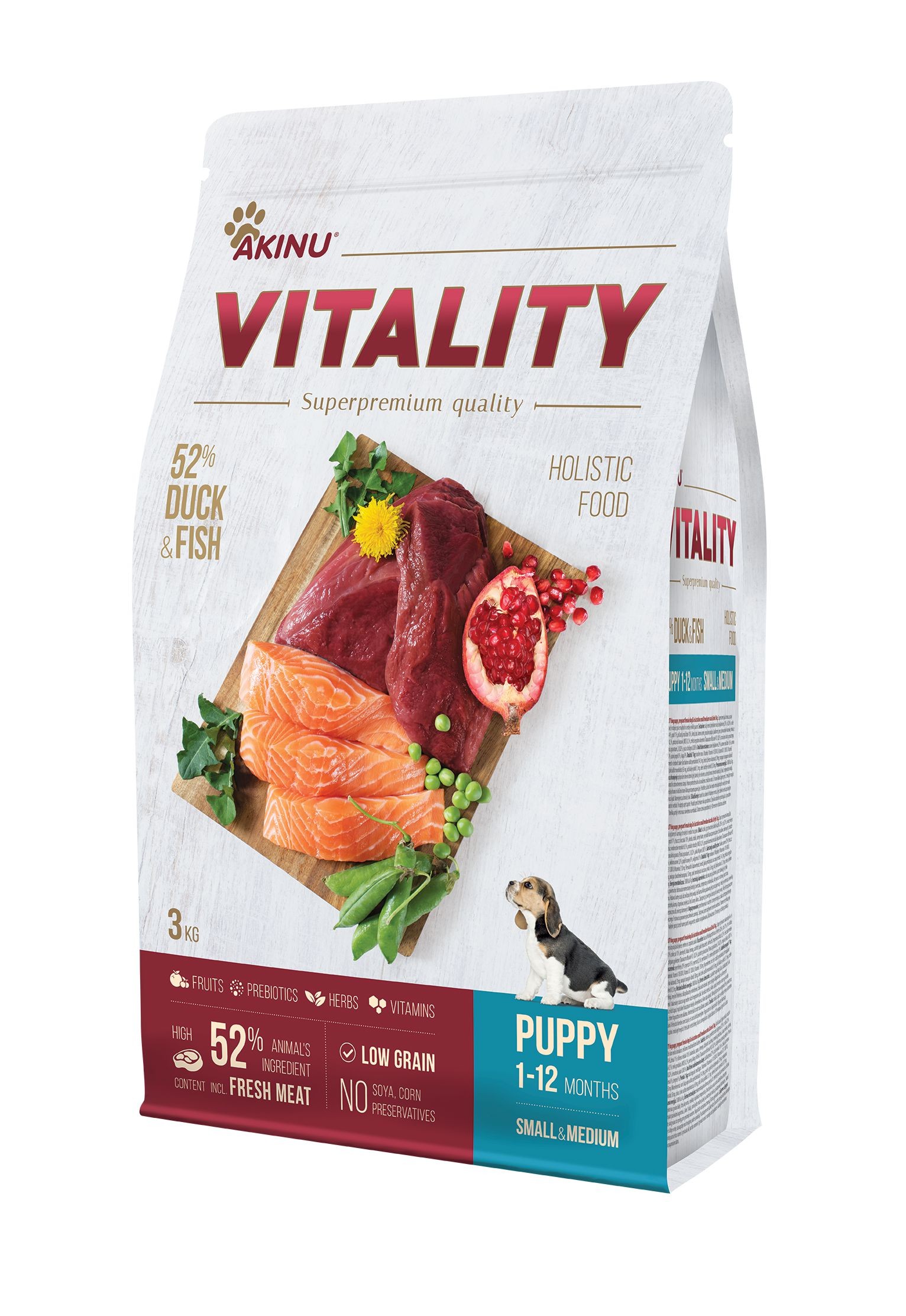Svět zvířat - Akinu VITALITY Dog puppy small/medium duck & fish 3kg