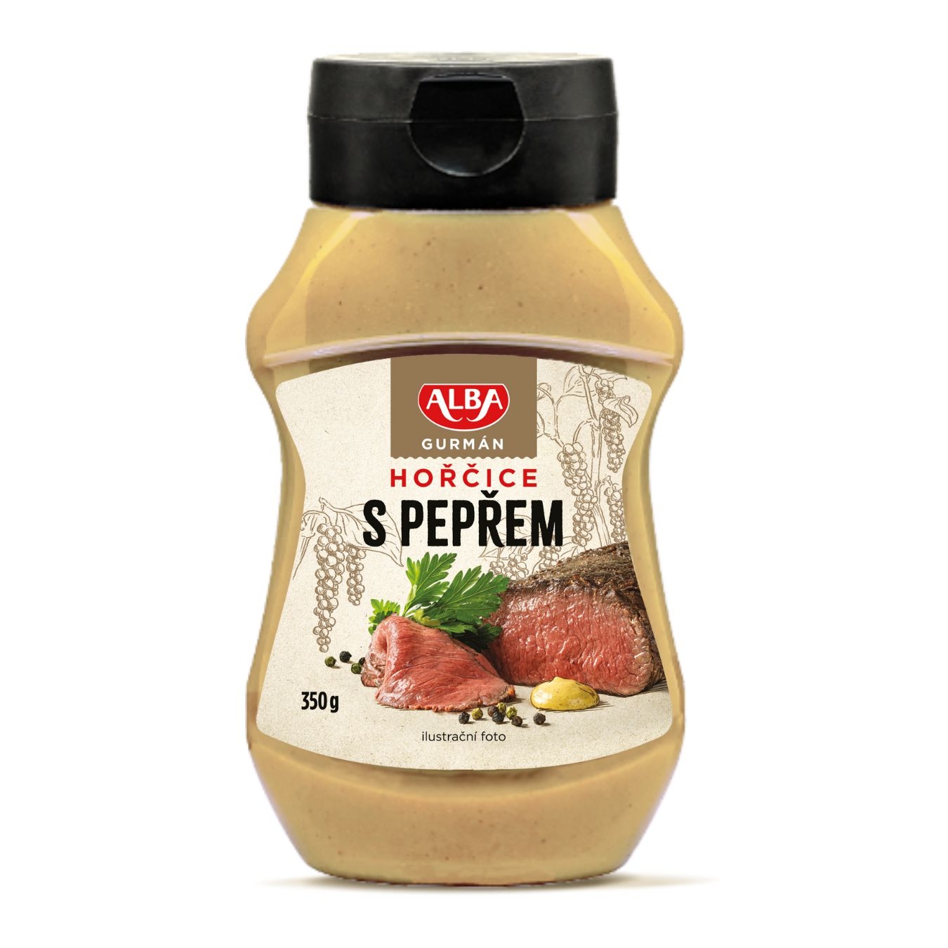 Trvanlivé potraviny - Alba Gurmán hořčice s pepřem 350g