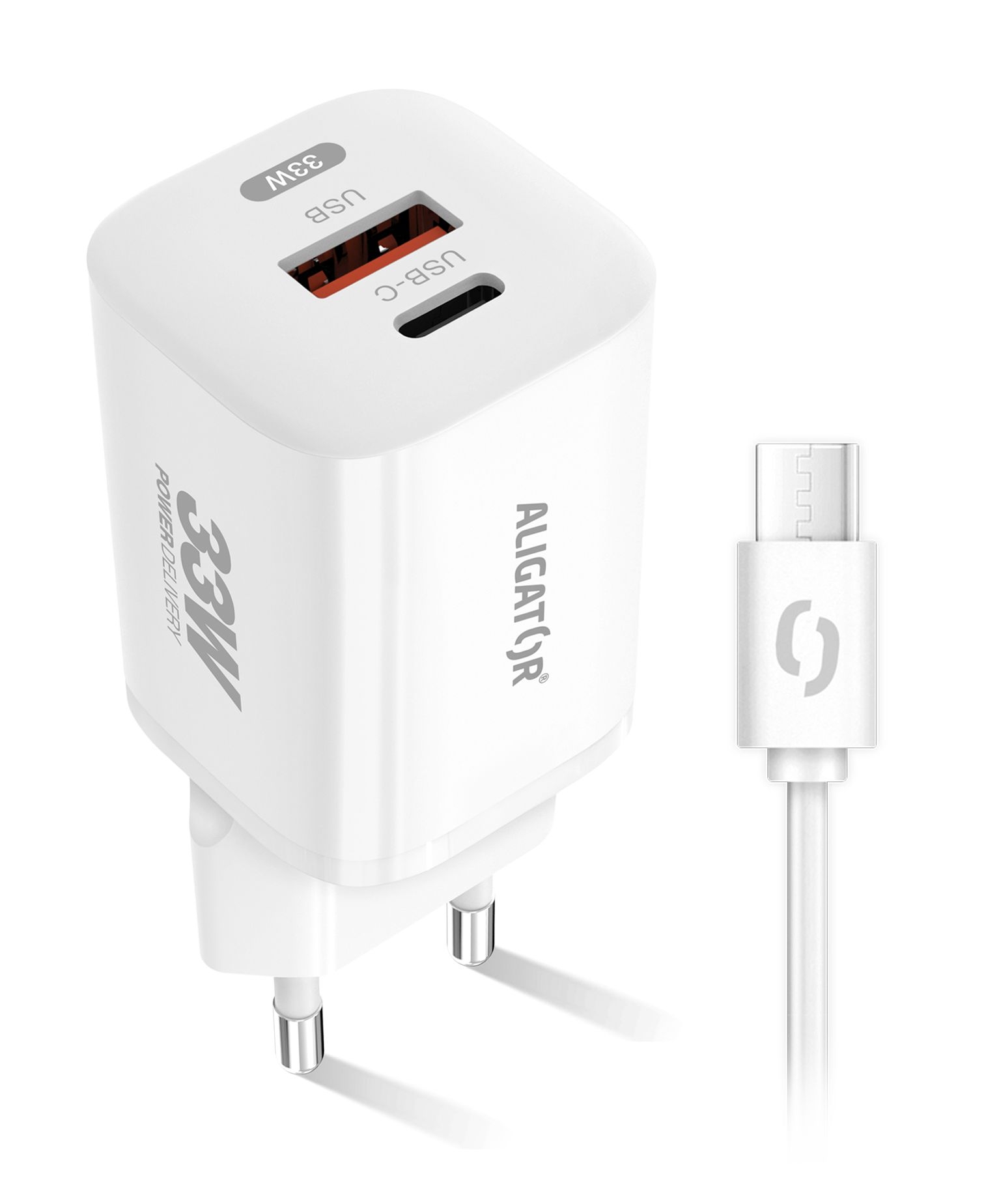 Elektro - Aligator Chytrá GaN síťová nabíječka Power Delivery 33W bílá