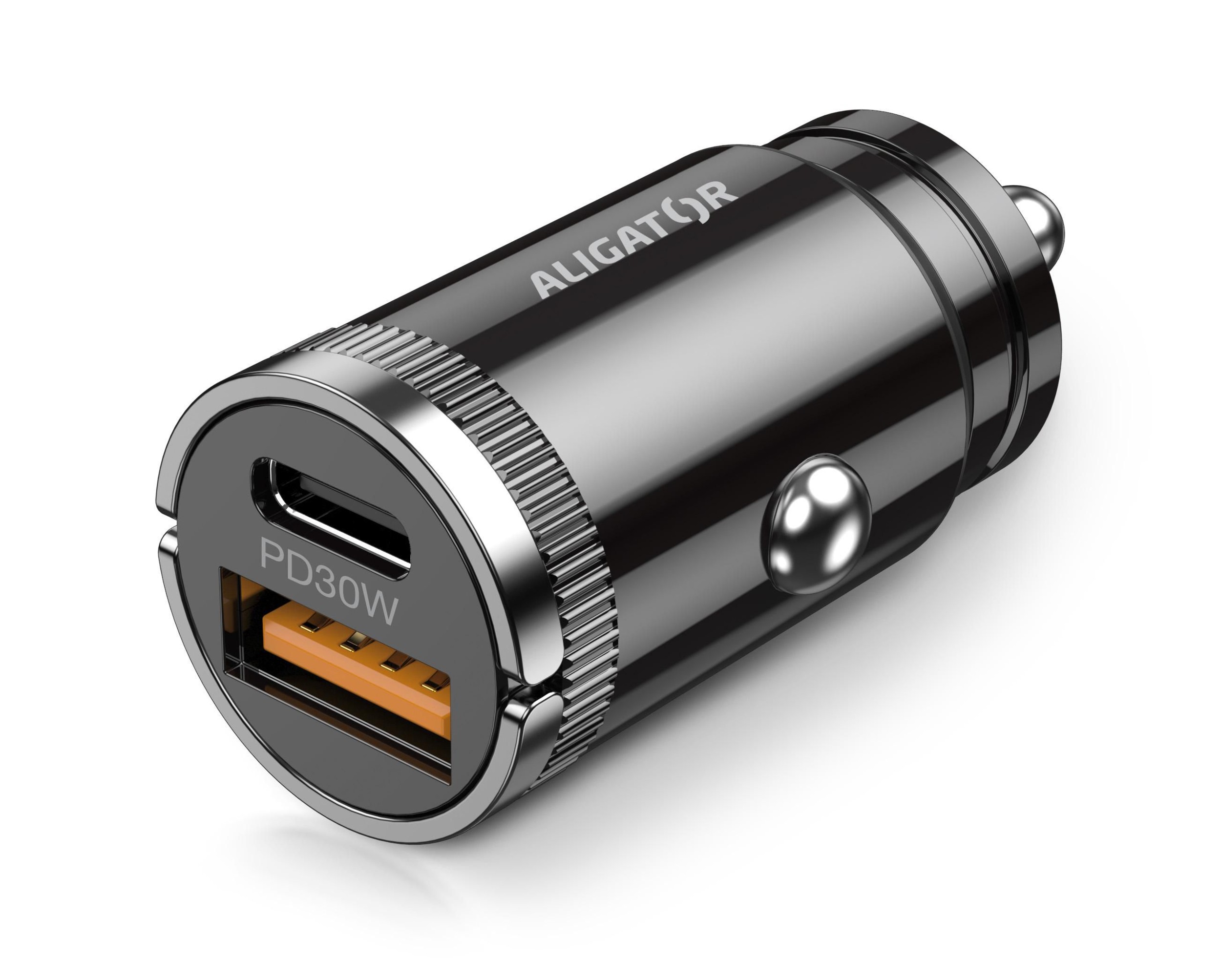 Elektro - Aligator Chytrá mini nabíječka do auta Power Delivery 30W, USB-C + USB-A