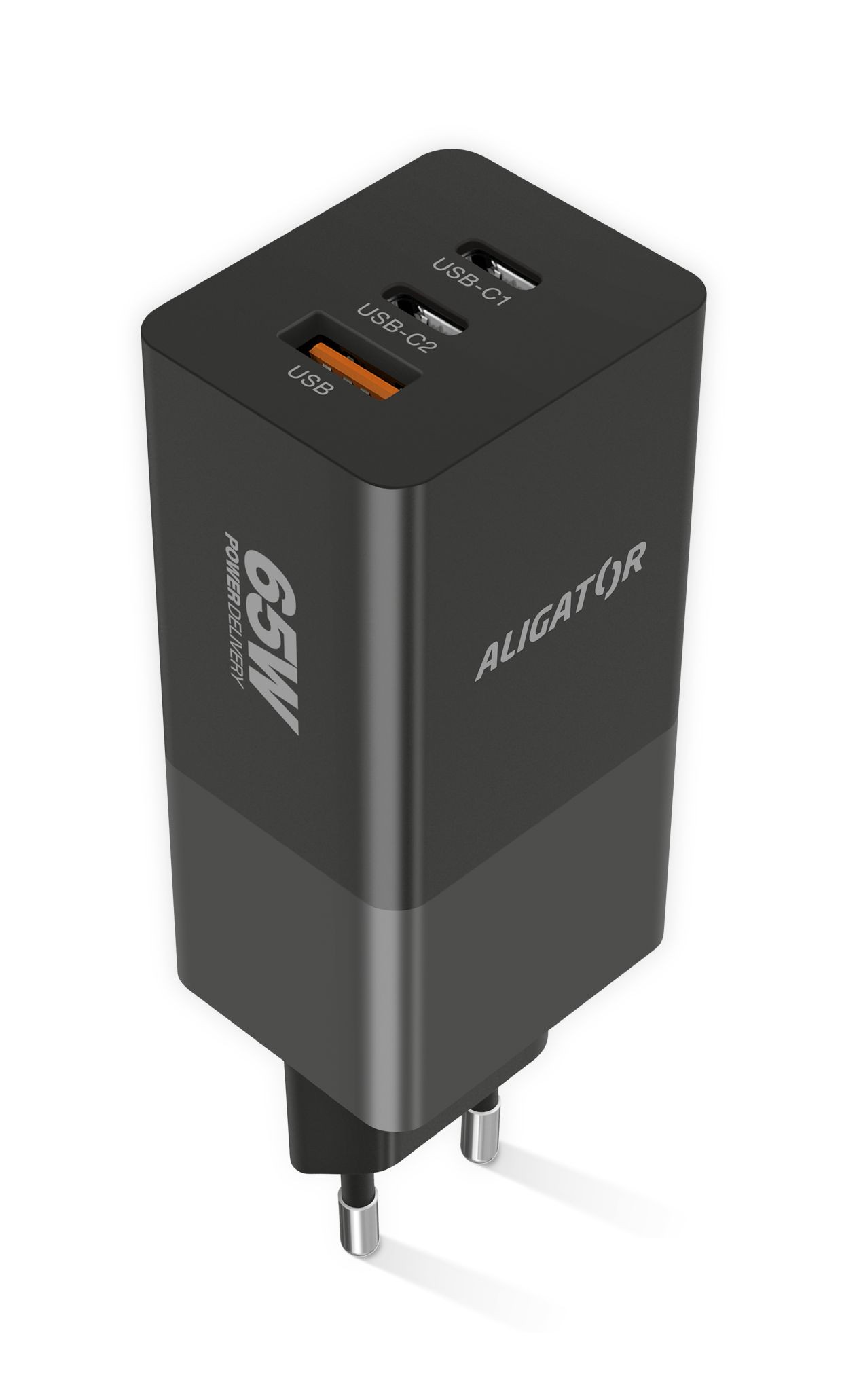 Elektro - Aligator Chytrá síťová nabíječka GaN, Power Delivery 65W, černá