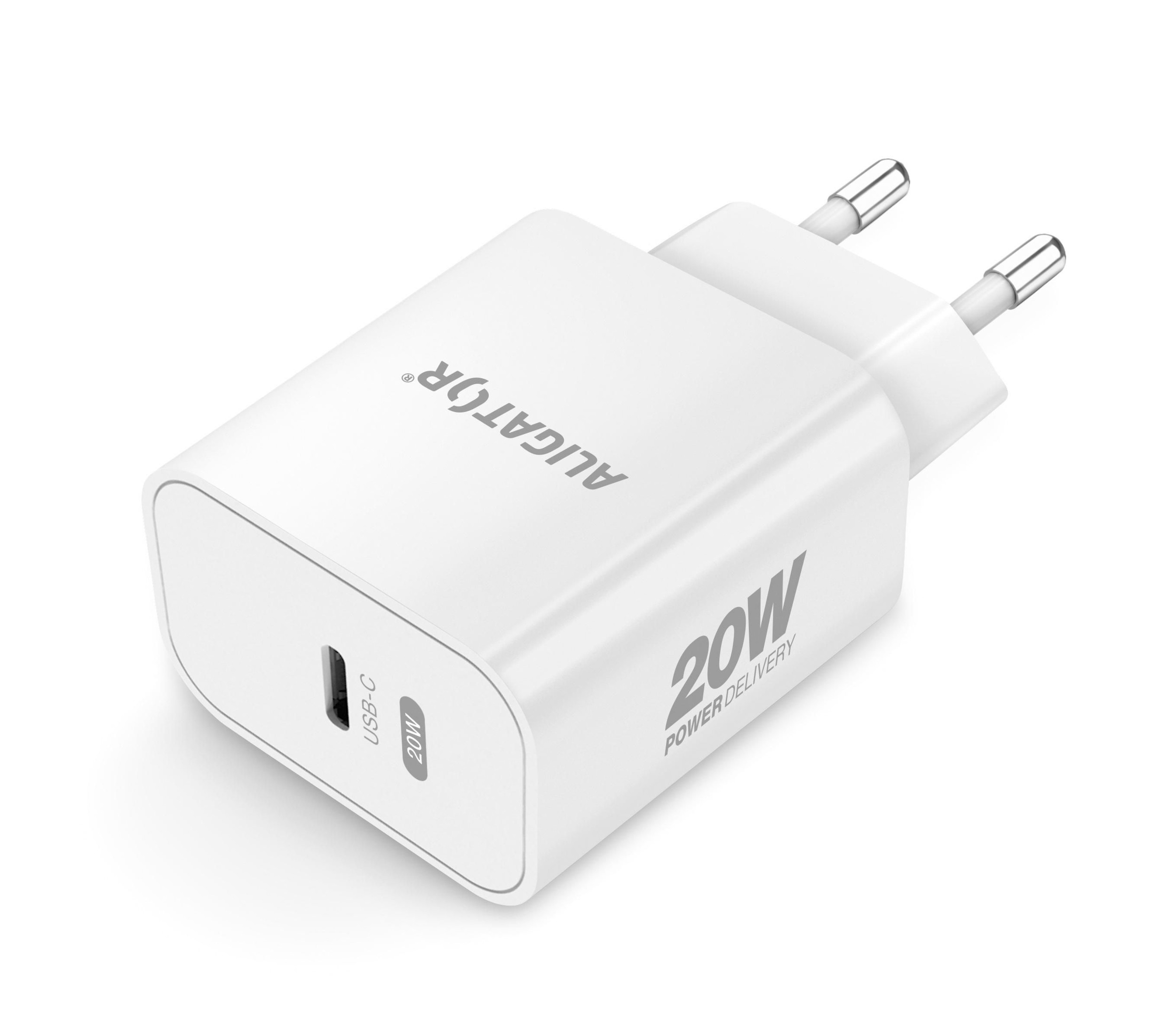 Elektro - Aligator Chytrá síťová nabíječka Power Delivery 20W, USB-C kabel pro iPhone/iPad