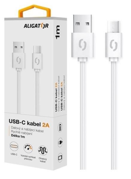 Elektro - Aligator Datový kabel 2A, USB-C bílý