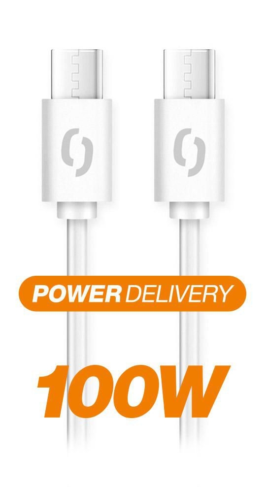 Elektro - Aligator Datový kabel POWER 100W, USB-C/USB-C 5A, 2,5m bílý