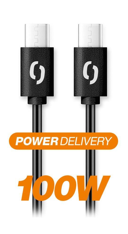Elektro - Aligator Datový kabel POWER 100W, USB-C/USB-C 5A, 2,5m černý