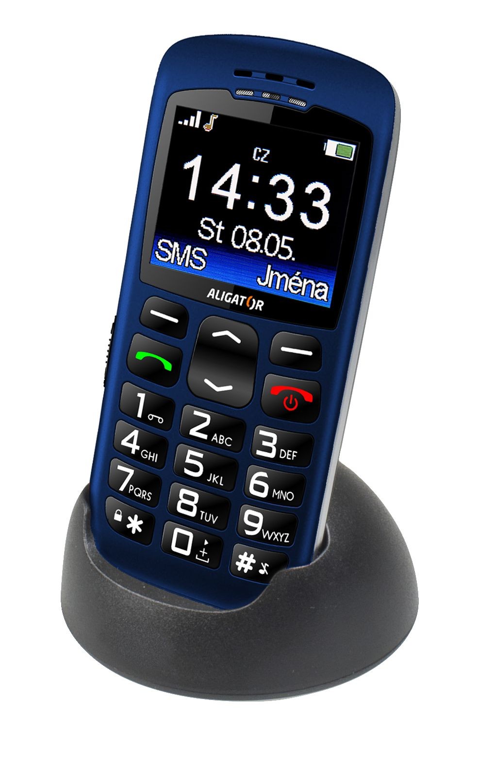 Elektro - Aligátor Mobilní telefon A670 Senior černý + stol .nabíječka