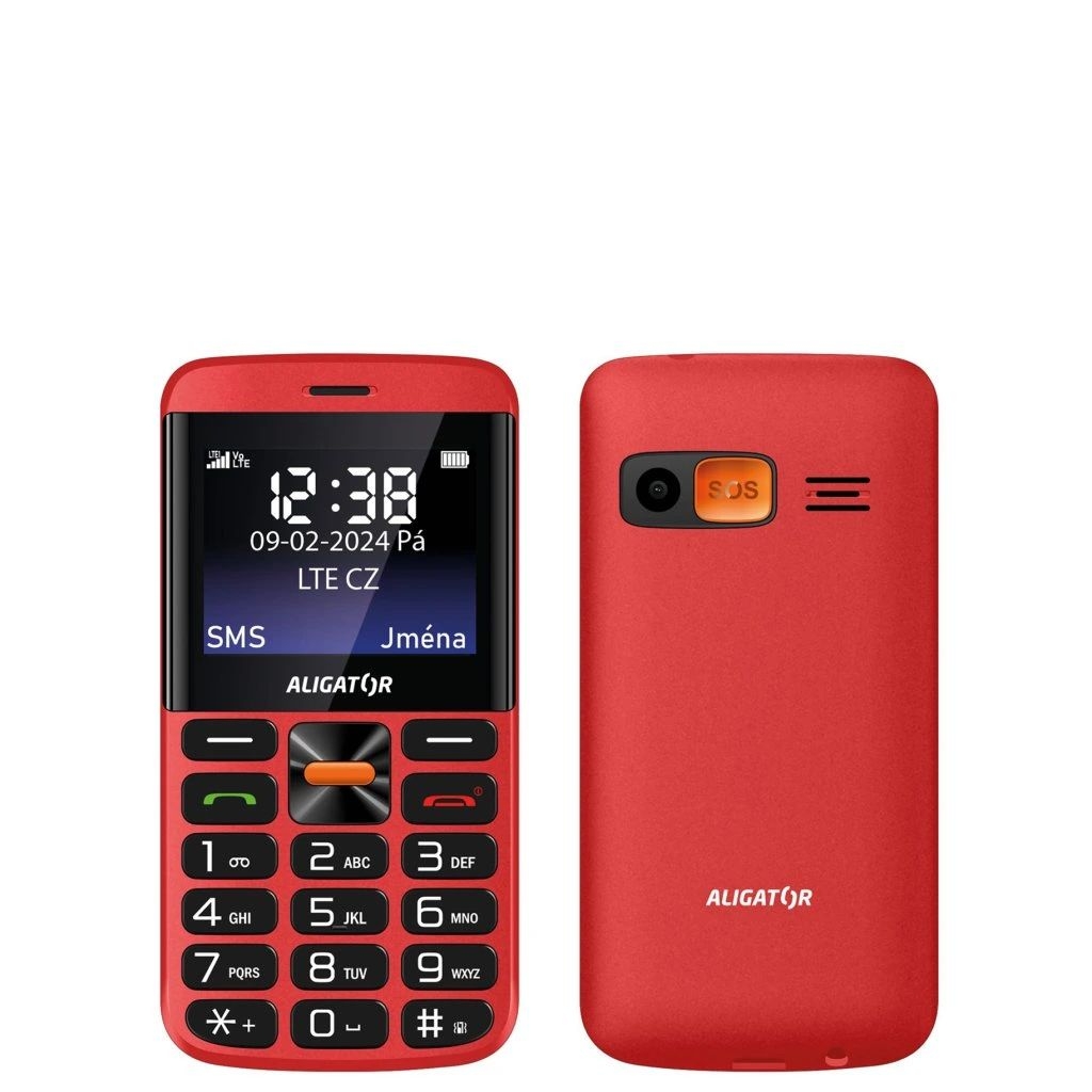 Aligator Seniorský telefon A910 ČERV +ST.NAB.-0