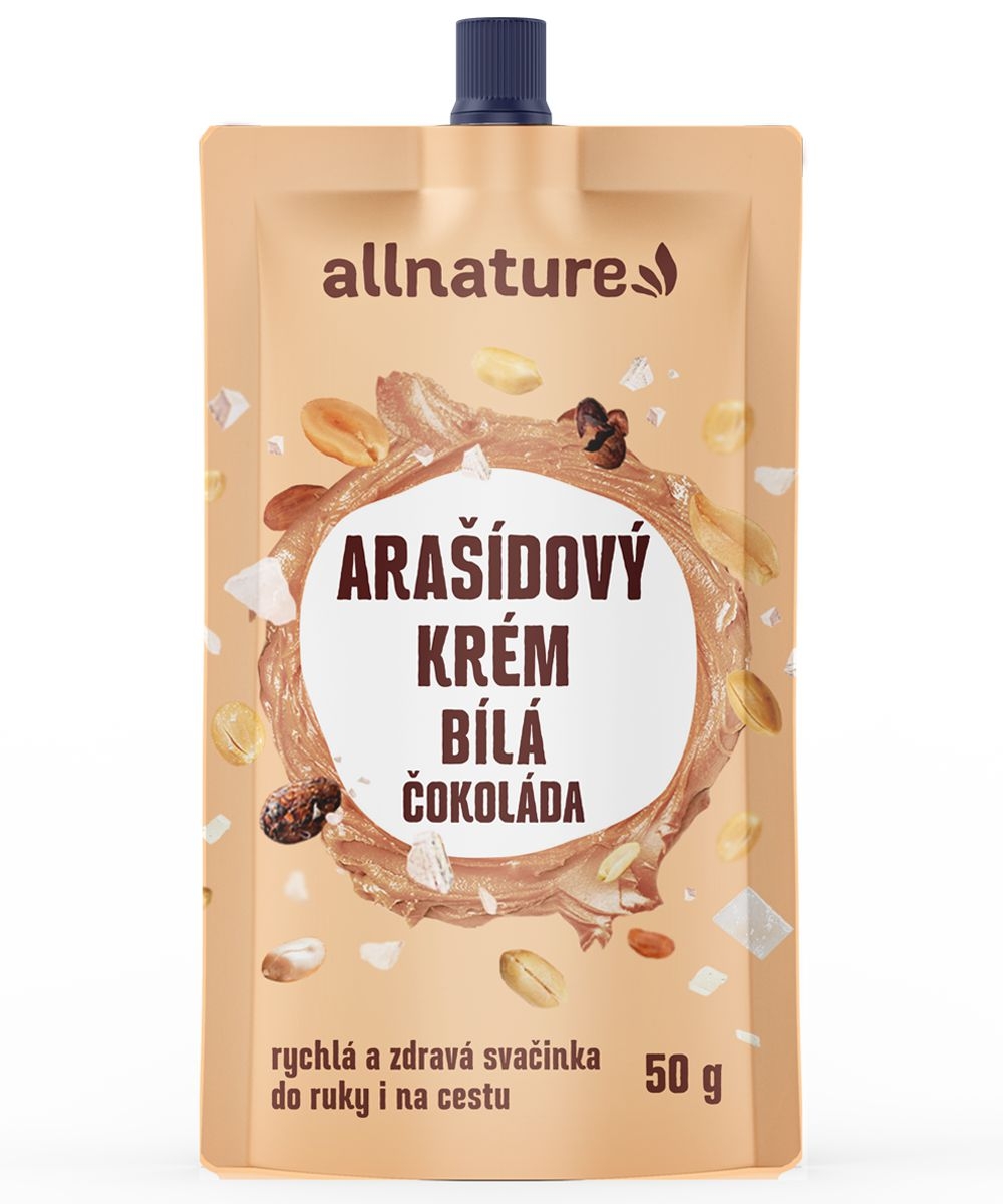 Trvanlivé potraviny - Allnature Arašídový krém s bílou čokoládou 50 g