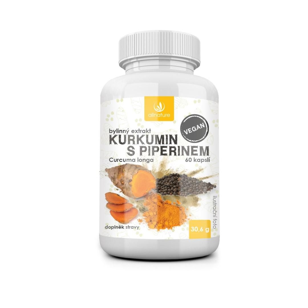Péče o zdraví - Allnature Kurkumin s piperinem bylinný extrakt 30 kapslí