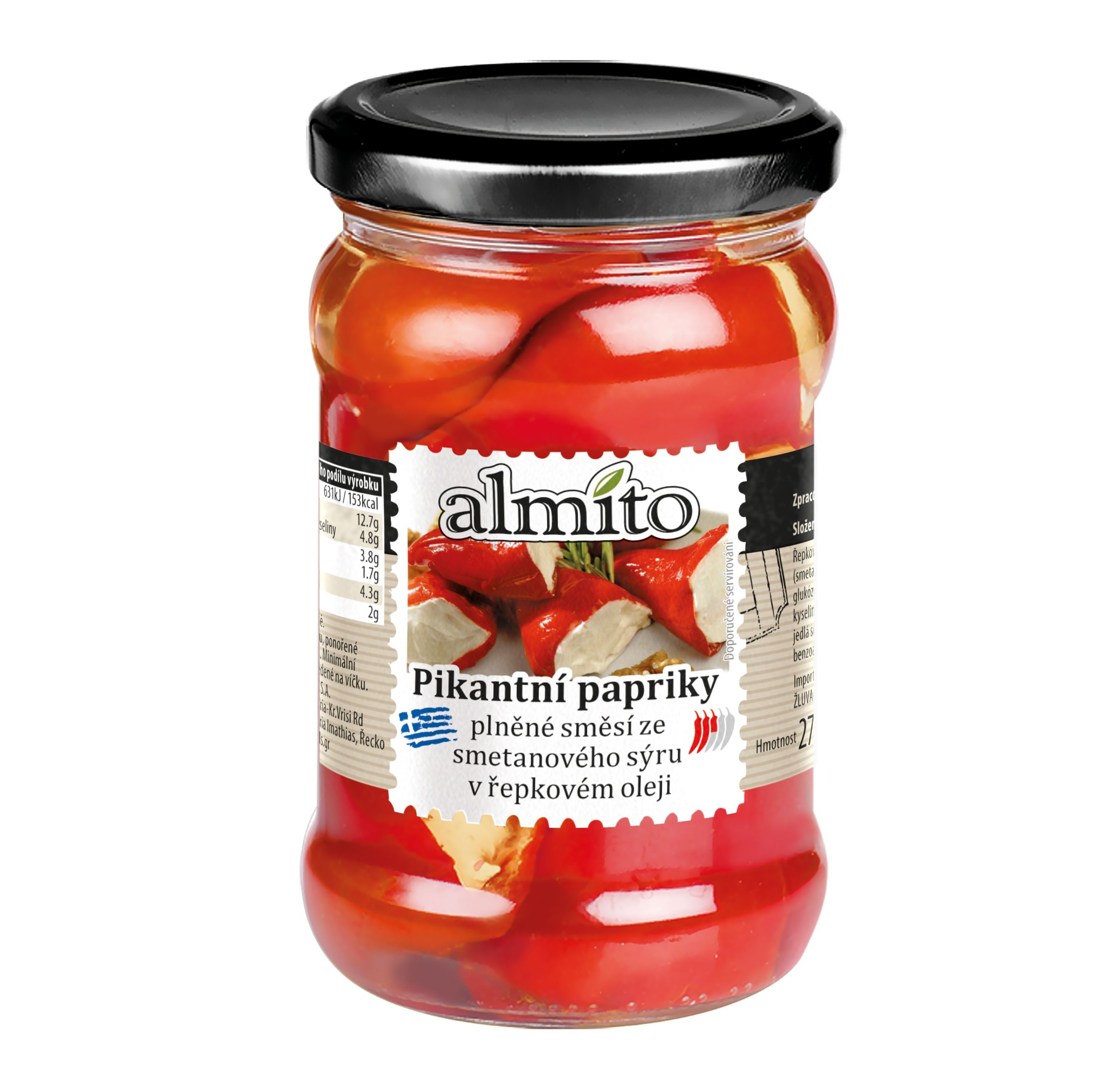 Trvanlivé potraviny - Almíto Červené papriky plněné sýrem 270g