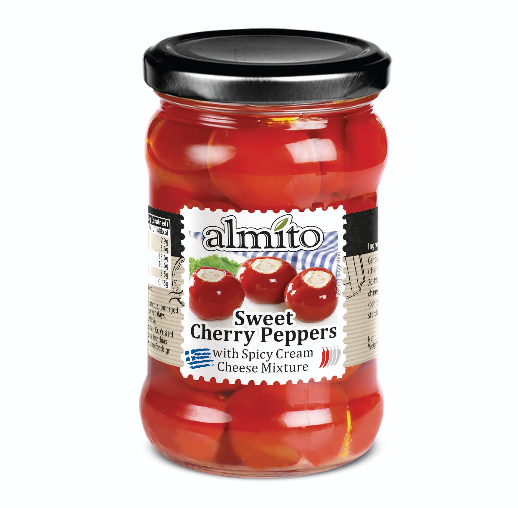 Trvanlivé potraviny - Almíto Sladké cherry papriky plněné krémovým sýrem 280g