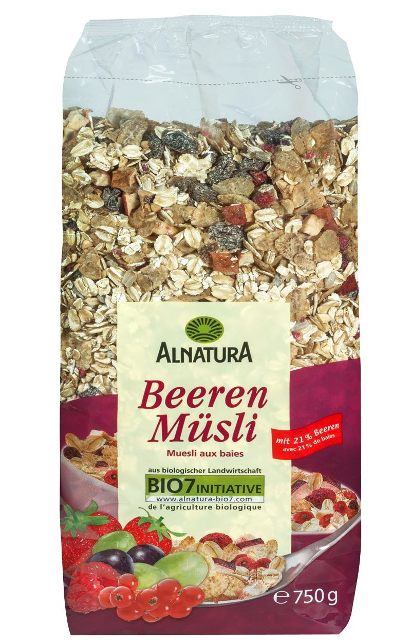 Trvanlivé potraviny - Alnatura BIO Müsli jahody, maliny 750 g