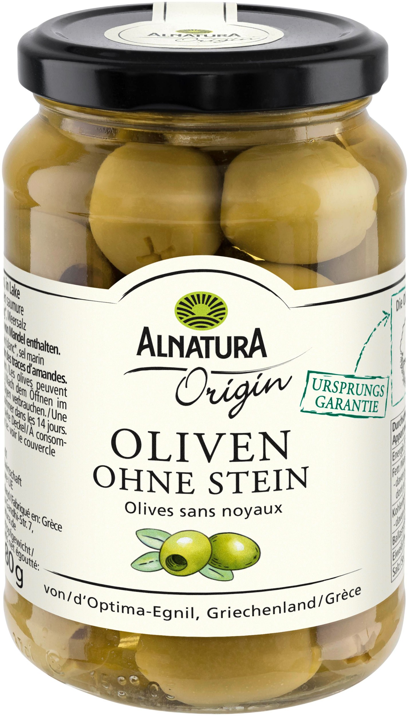 Trvanlivé potraviny - Alnatura Bio olivy zelené bez pecek 350g