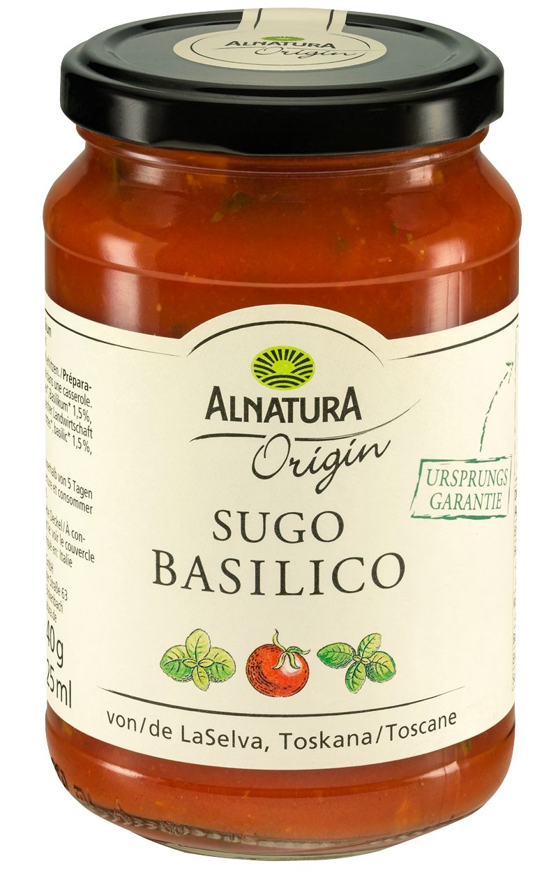 Trvanlivé potraviny - Alnatura BIO Sugo bazalkové 340 g