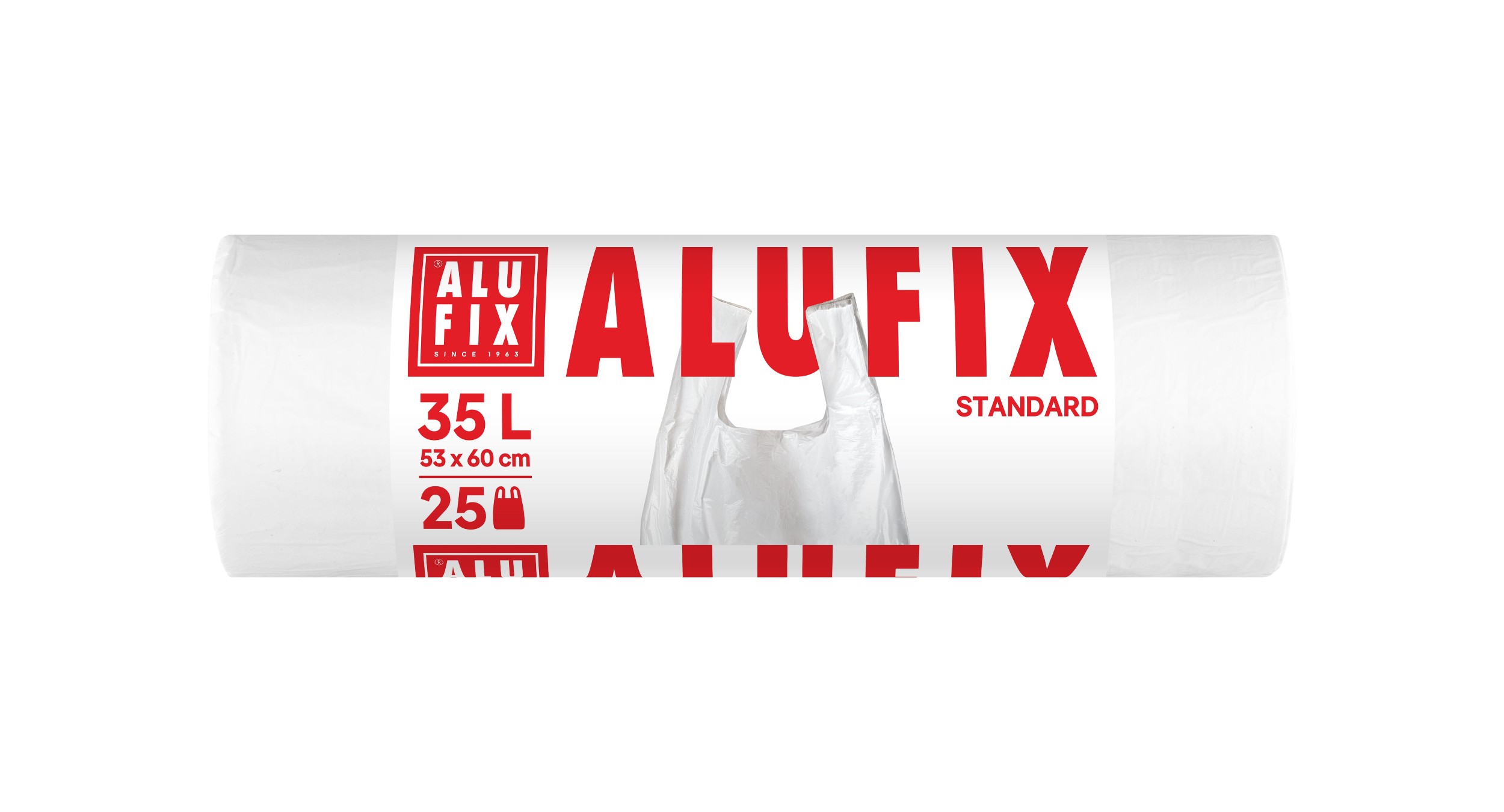 Domácnost a Zahrada - Alufix Pytle na odpadky zavazovací 35 l, 25 ks, 11 µm, 60 + 16 x 53 cm, HDPE, bílé