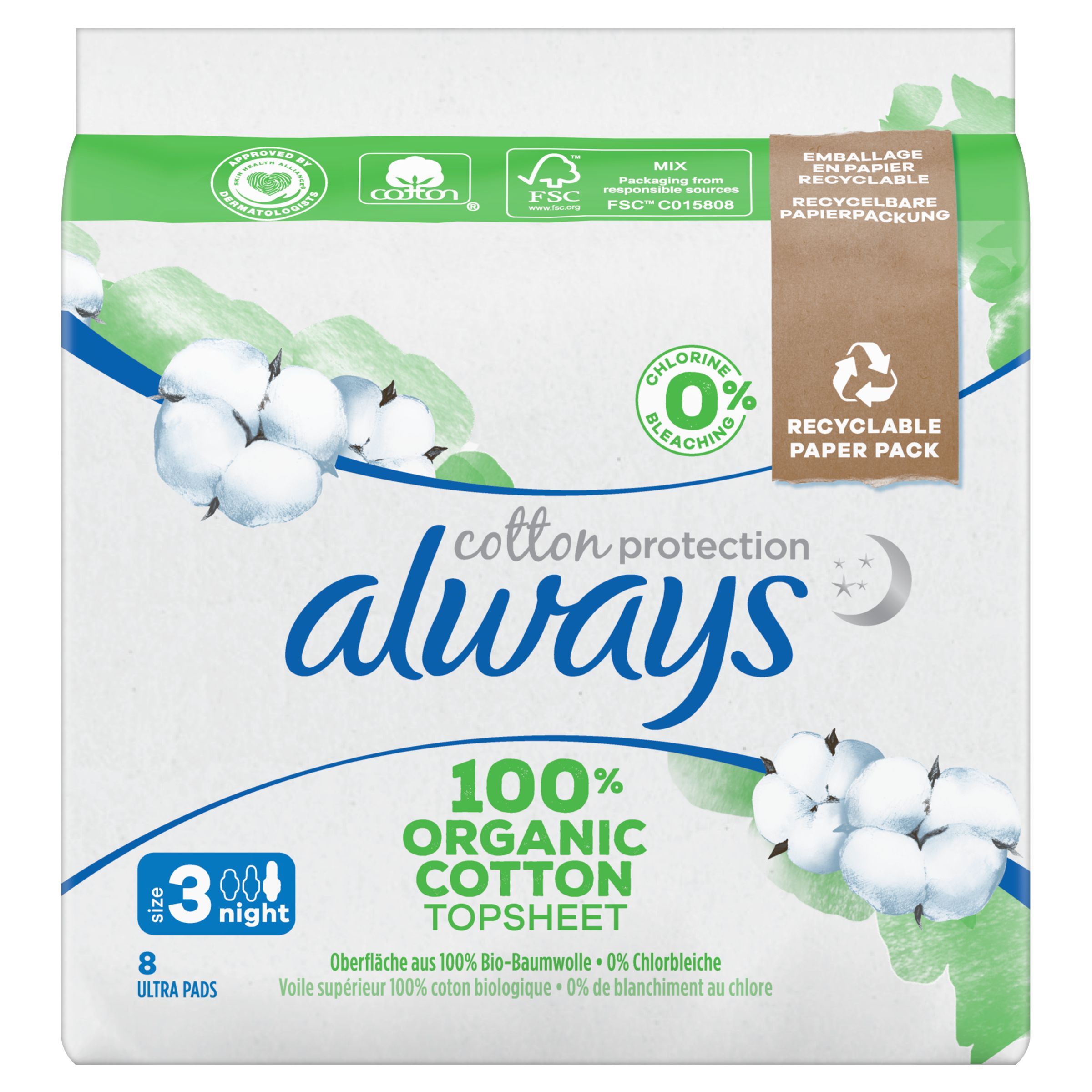 Always cotton vložky noční křídlo 8 ks-0