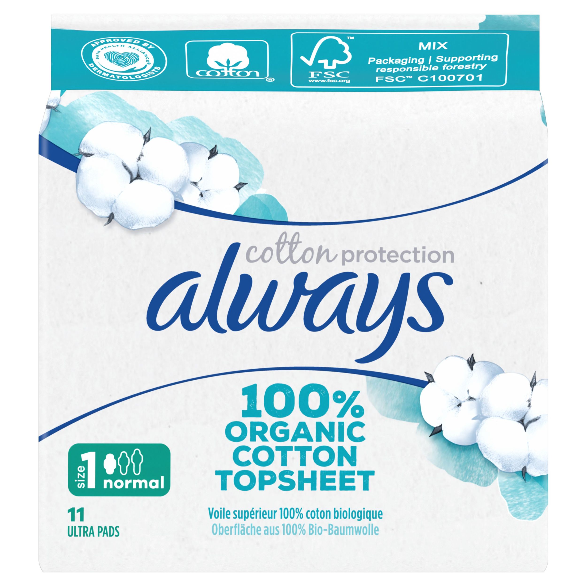 Drogerie a kosmetika - Always Cotton Vložky Normál 11 ks