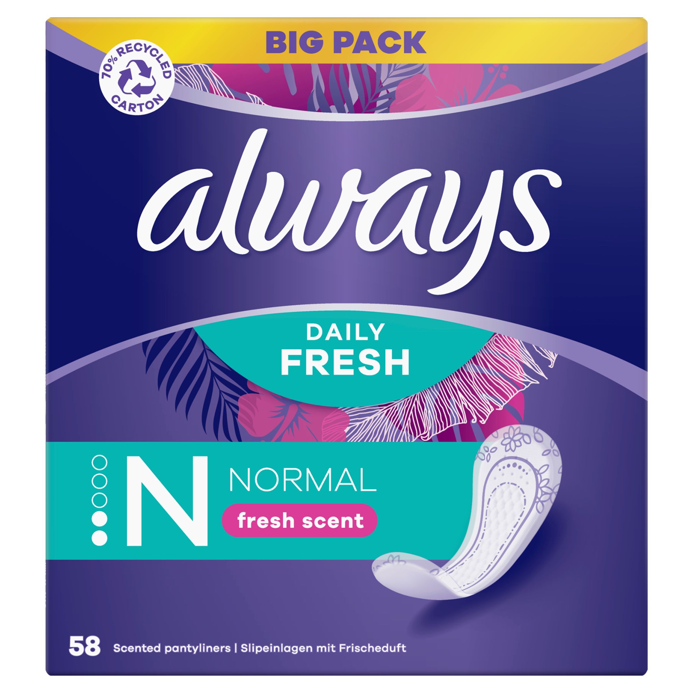 Drogerie a kosmetika - Always Daily Fresh Normal se svěží vůní 58 ks
