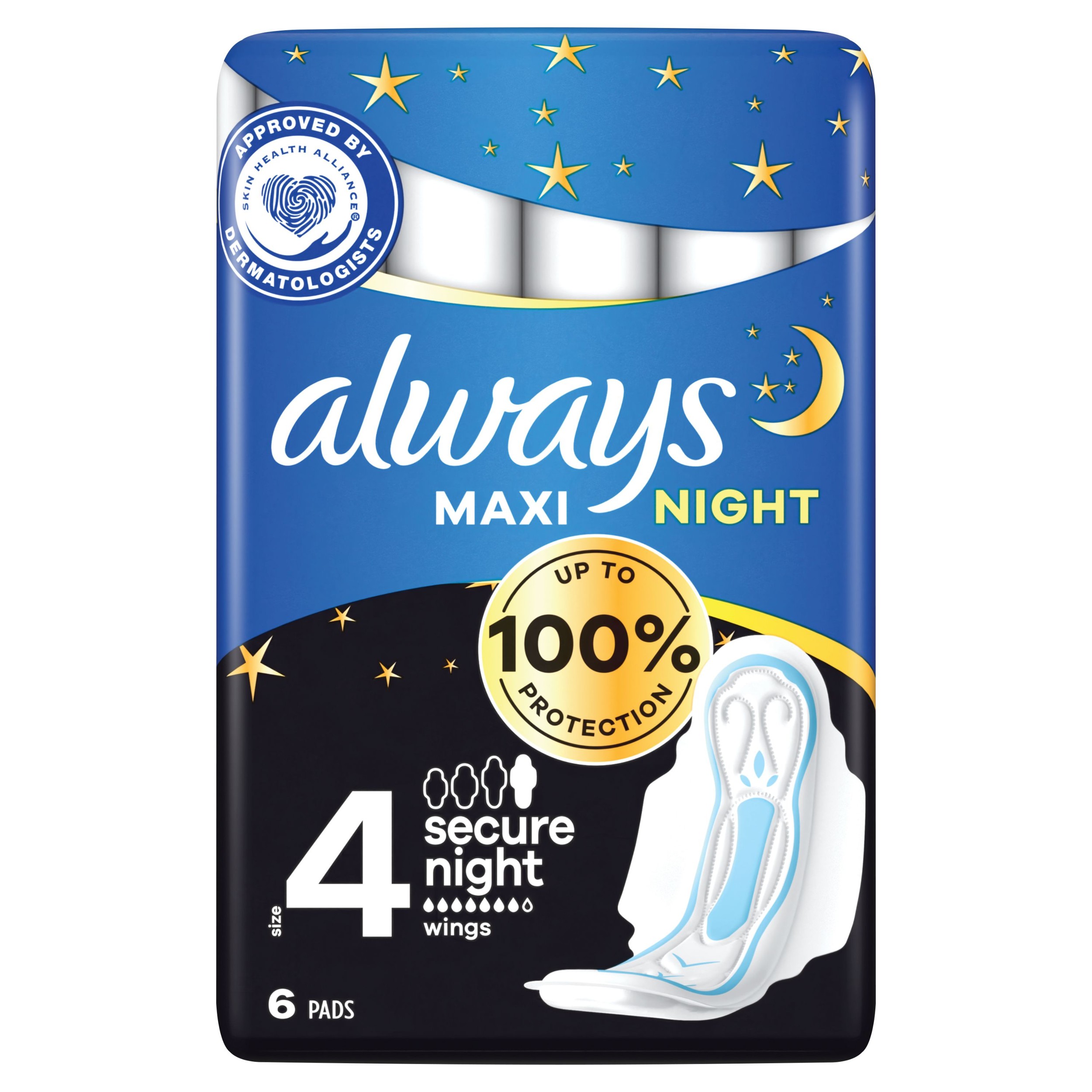 Drogerie a kosmetika - Always Maxi Secure Night Hygienické vložky 6 ks