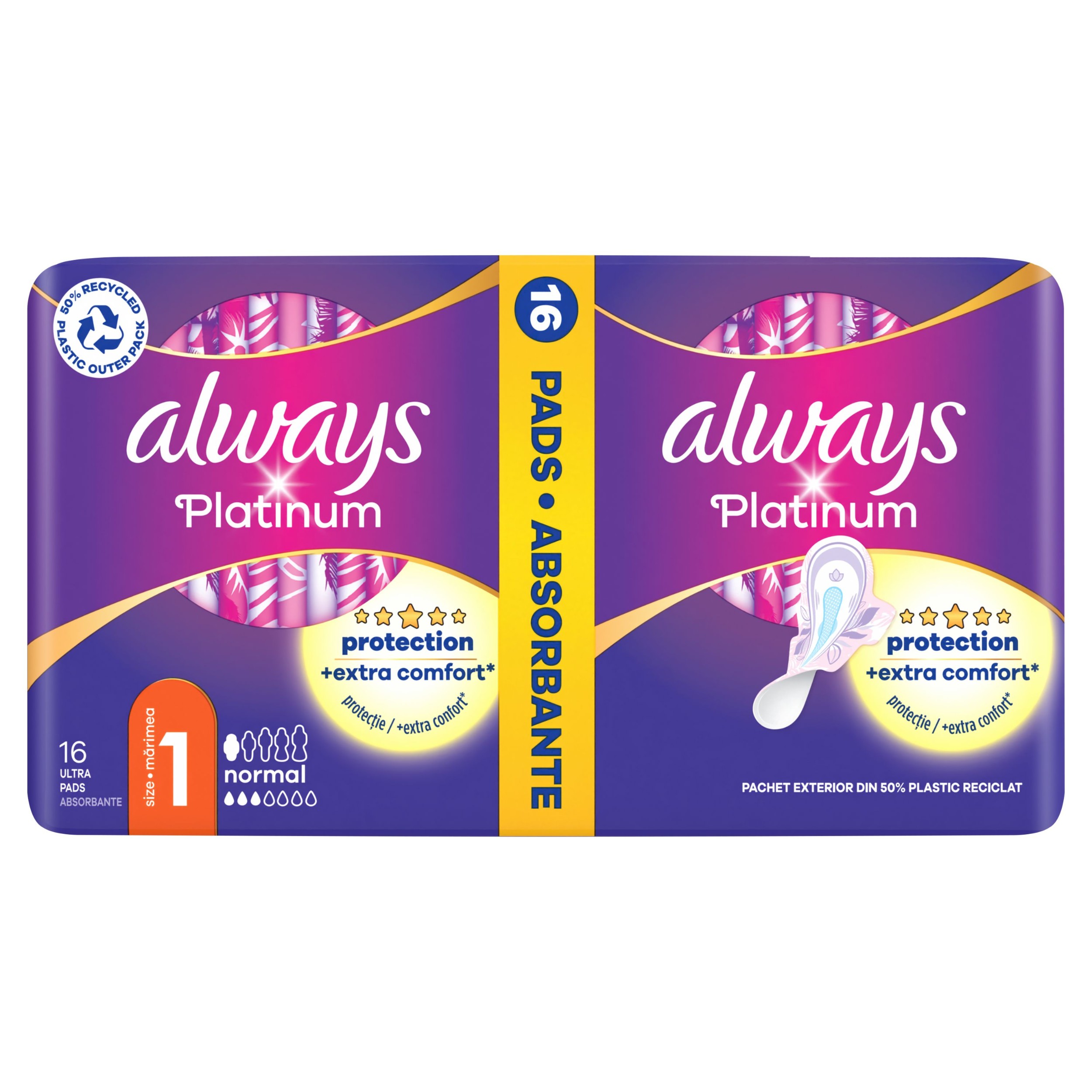 Drogerie a kosmetika - Always Platinum Normal velikost 1 hygienické vložky s křidélky 16 ks