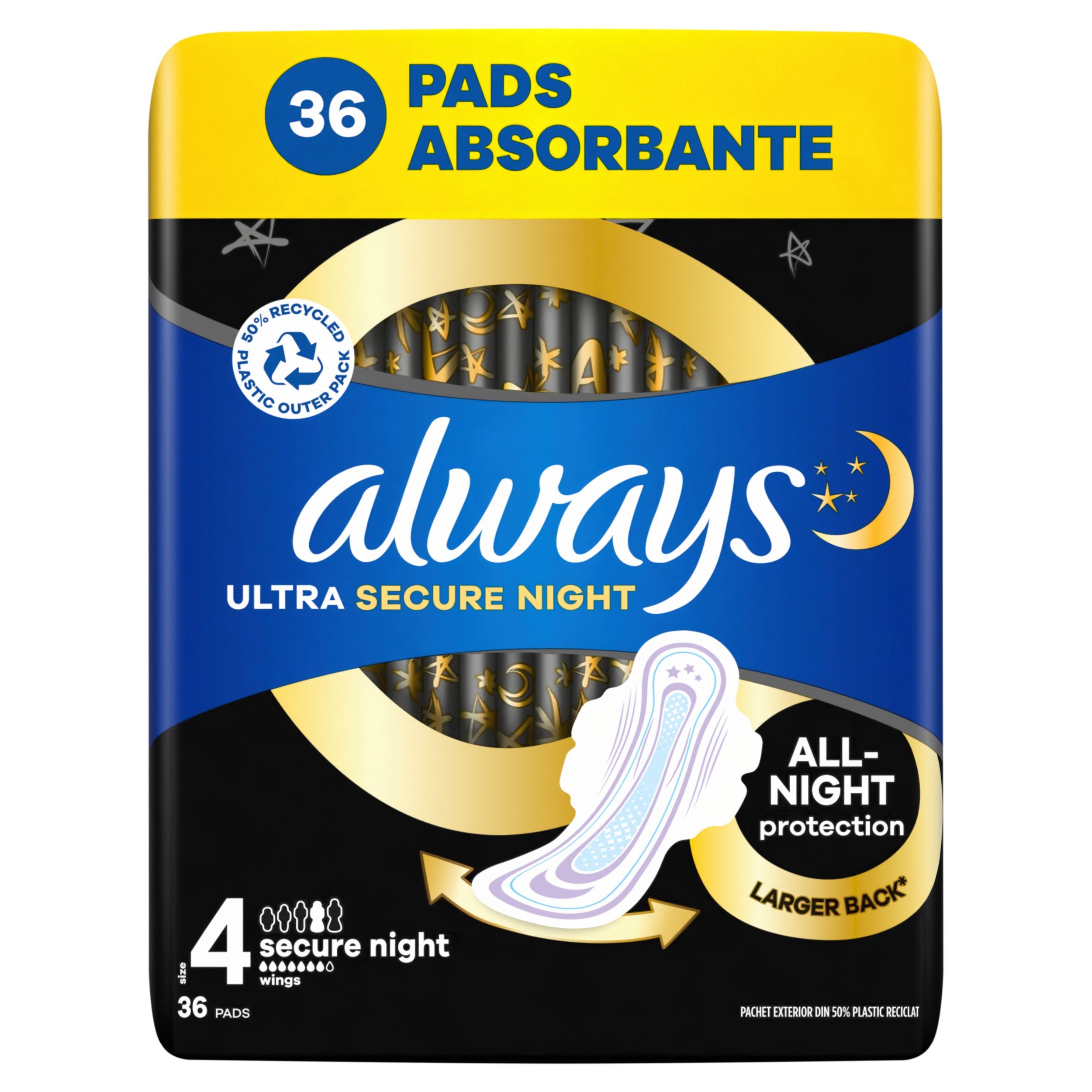 Drogerie a kosmetika - Always Ultra S Vložky Noční  křídlo 36ks