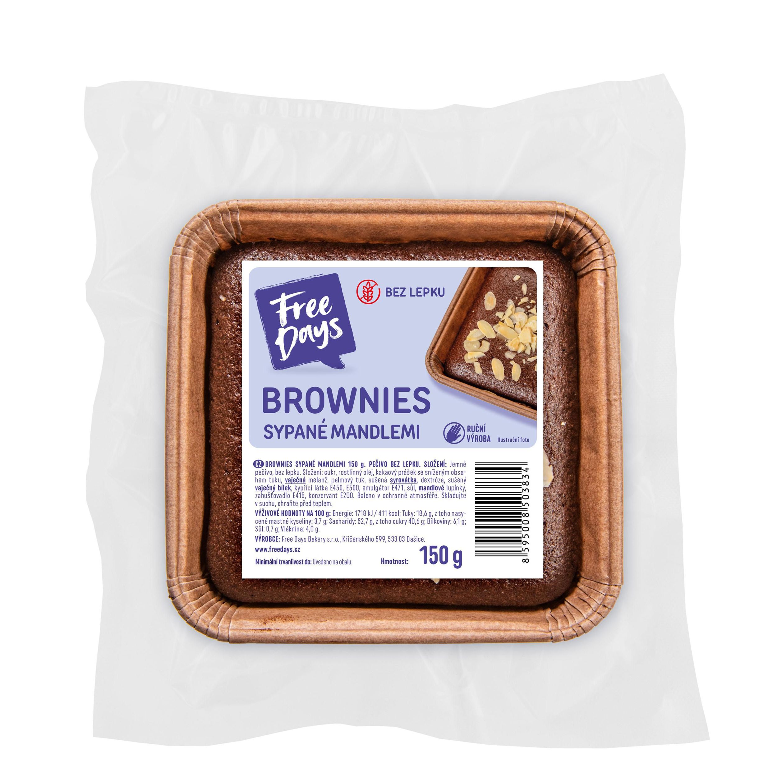 Zdravý svět - Amaranth Brownies bez lepku sypané mandlemi 150g
