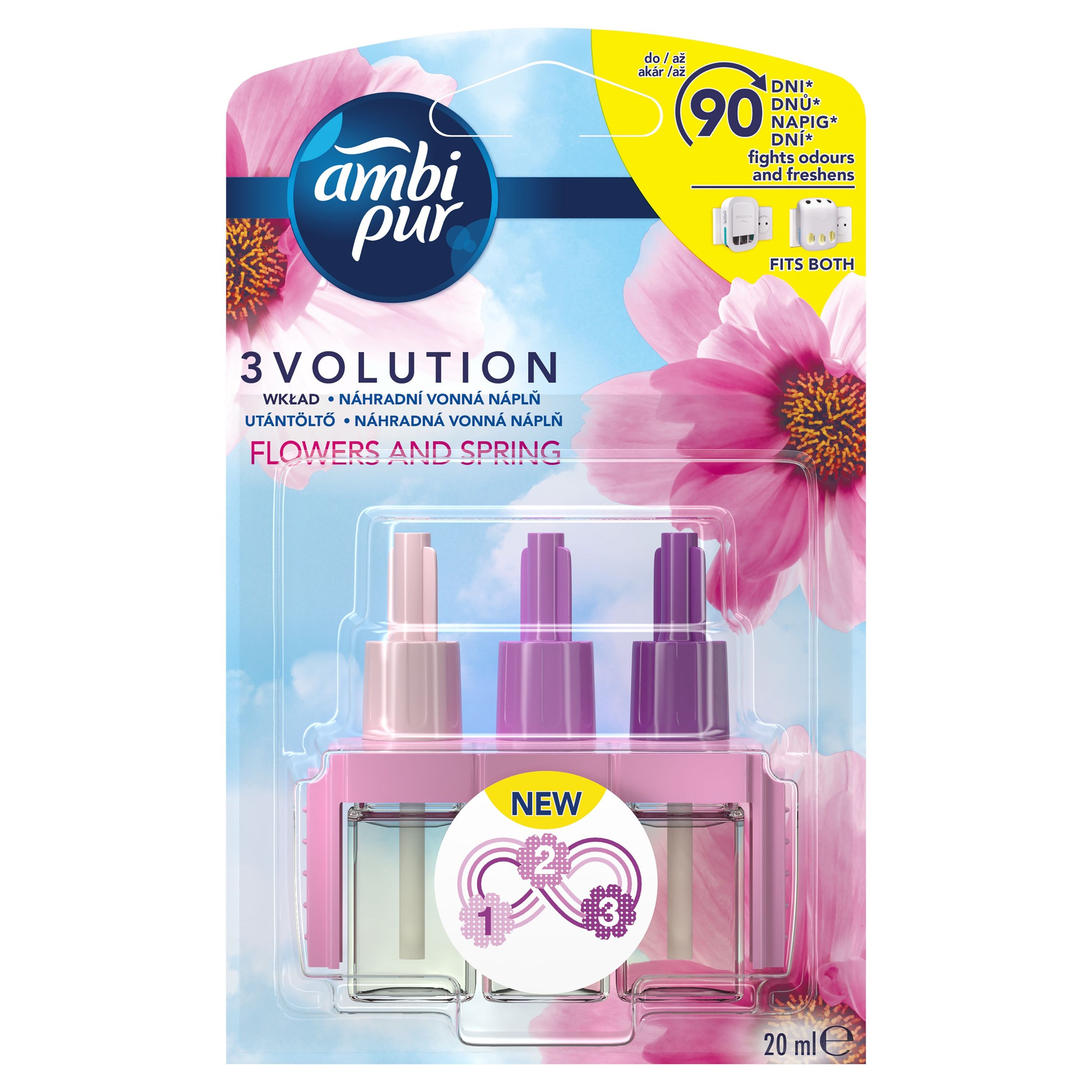 Drogerie a kosmetika - Ambi Pur 3Volution vonné náplně do elektrických osvěžovačů vzduchu Flowers & Spring 20 ml