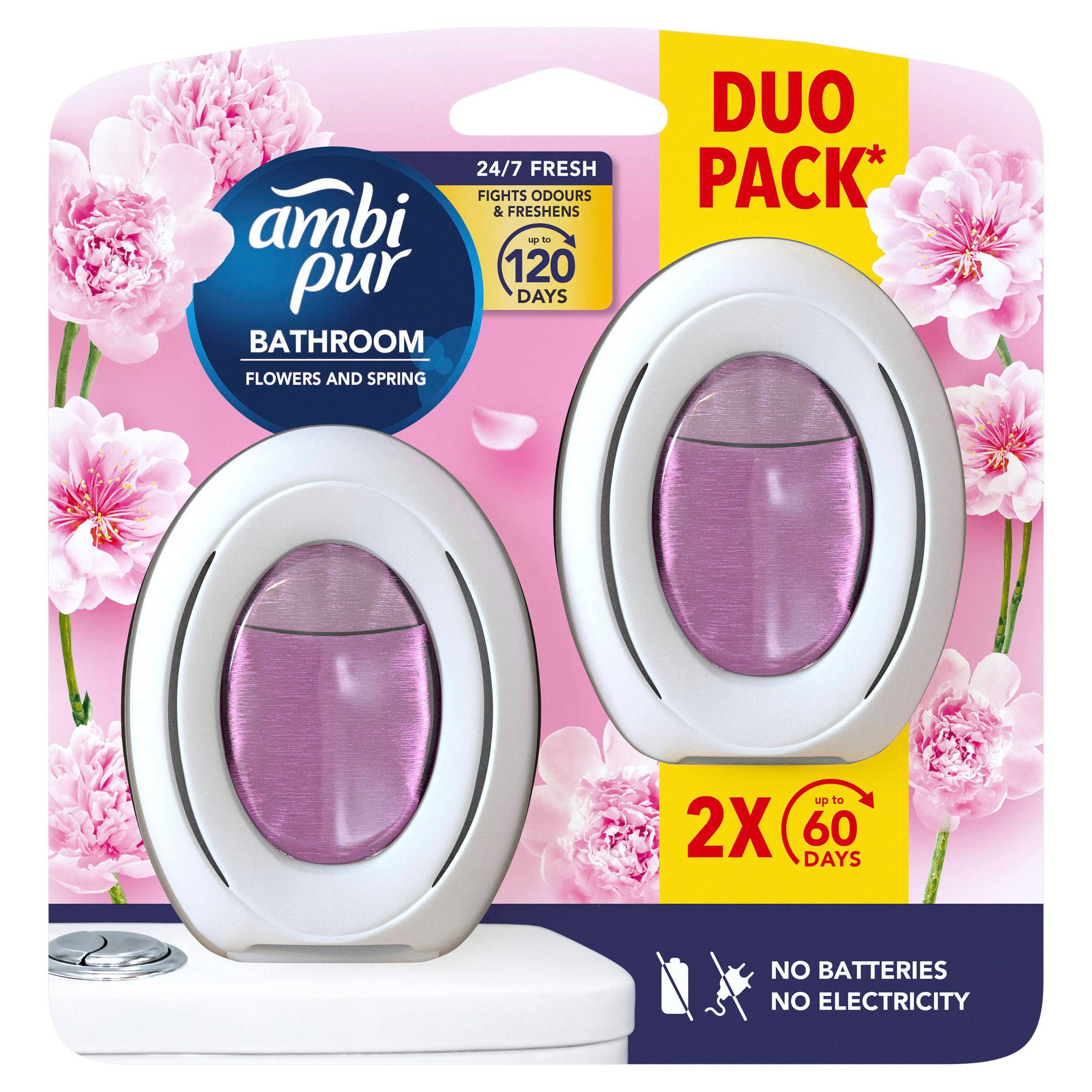 Drogerie a kosmetika - Ambi Pur Bathroom Flowers and Spring osvěžovač vzduchu 2 ks